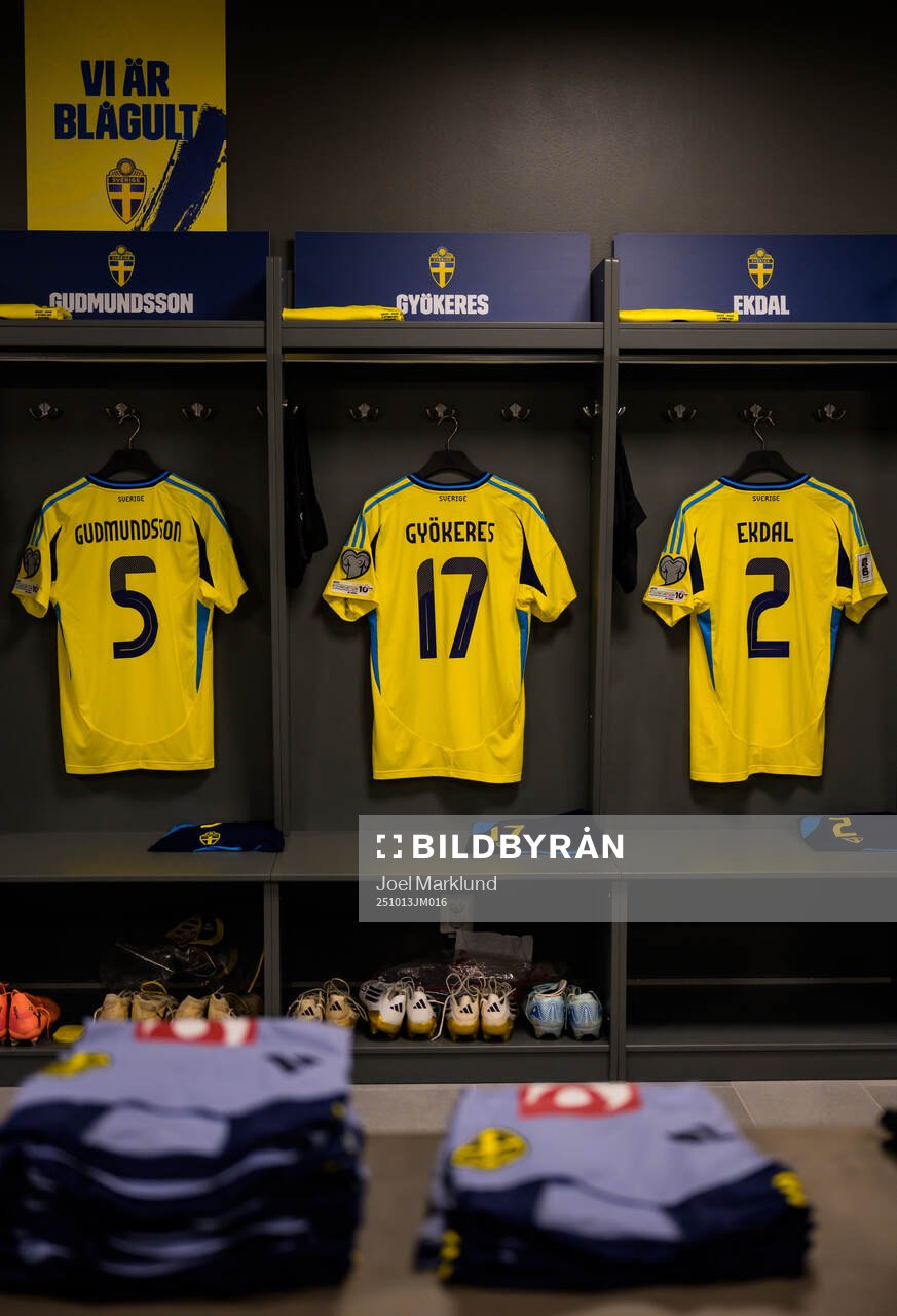 The jerseys of Gabriel Gudmundsson, Viktor Gyökeres and