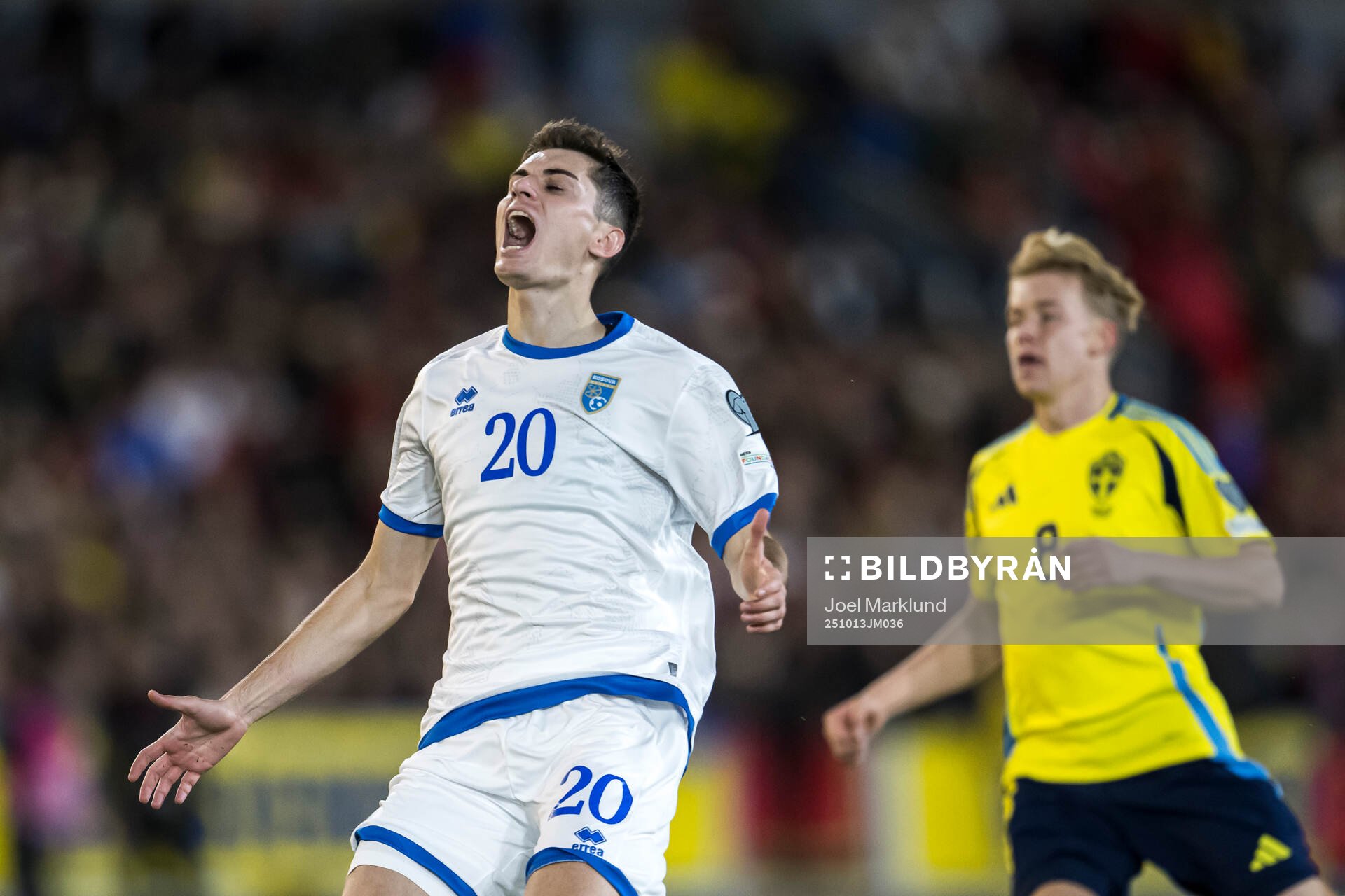 Veldin Hodža of Kosovo reacts