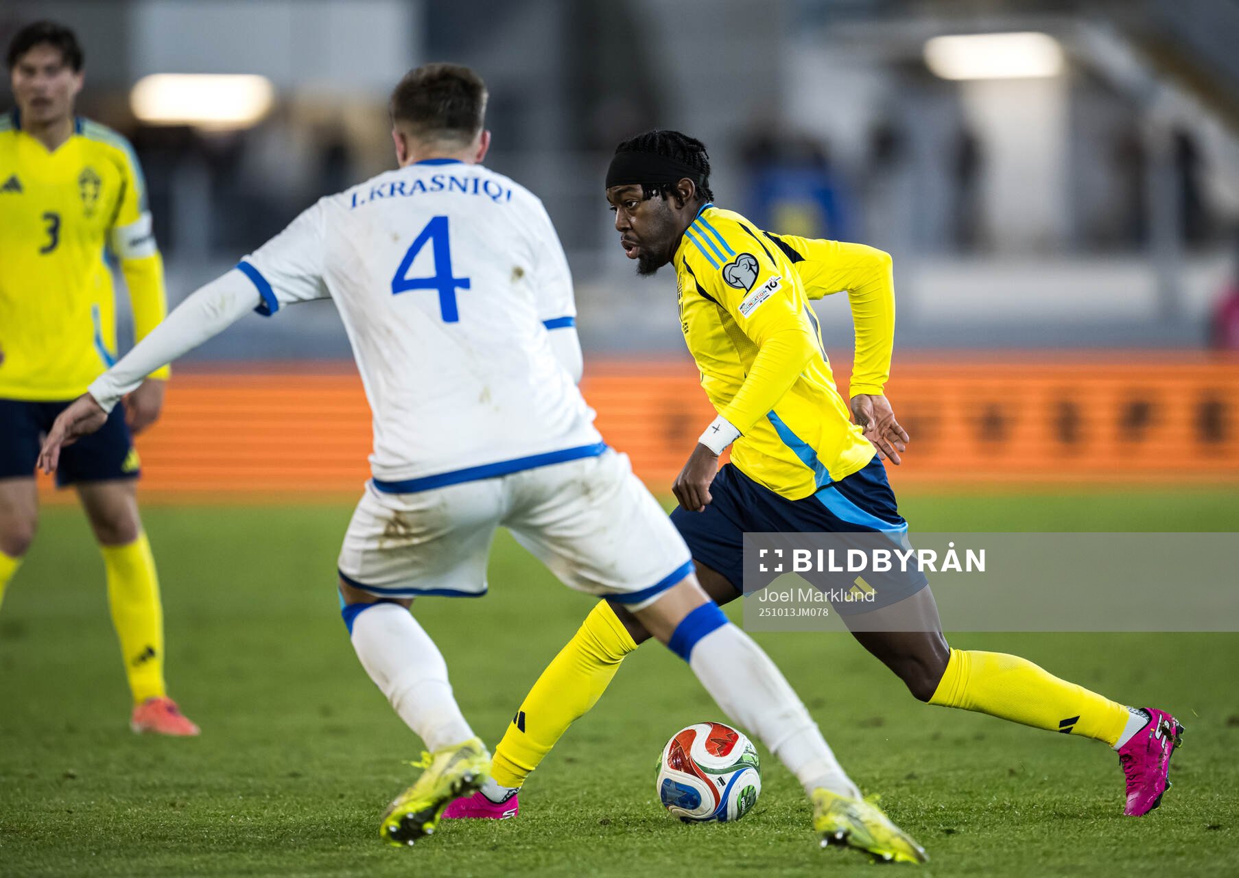 Ilir Krasniqi of Kosovo and Anthony Elanga of Sweden