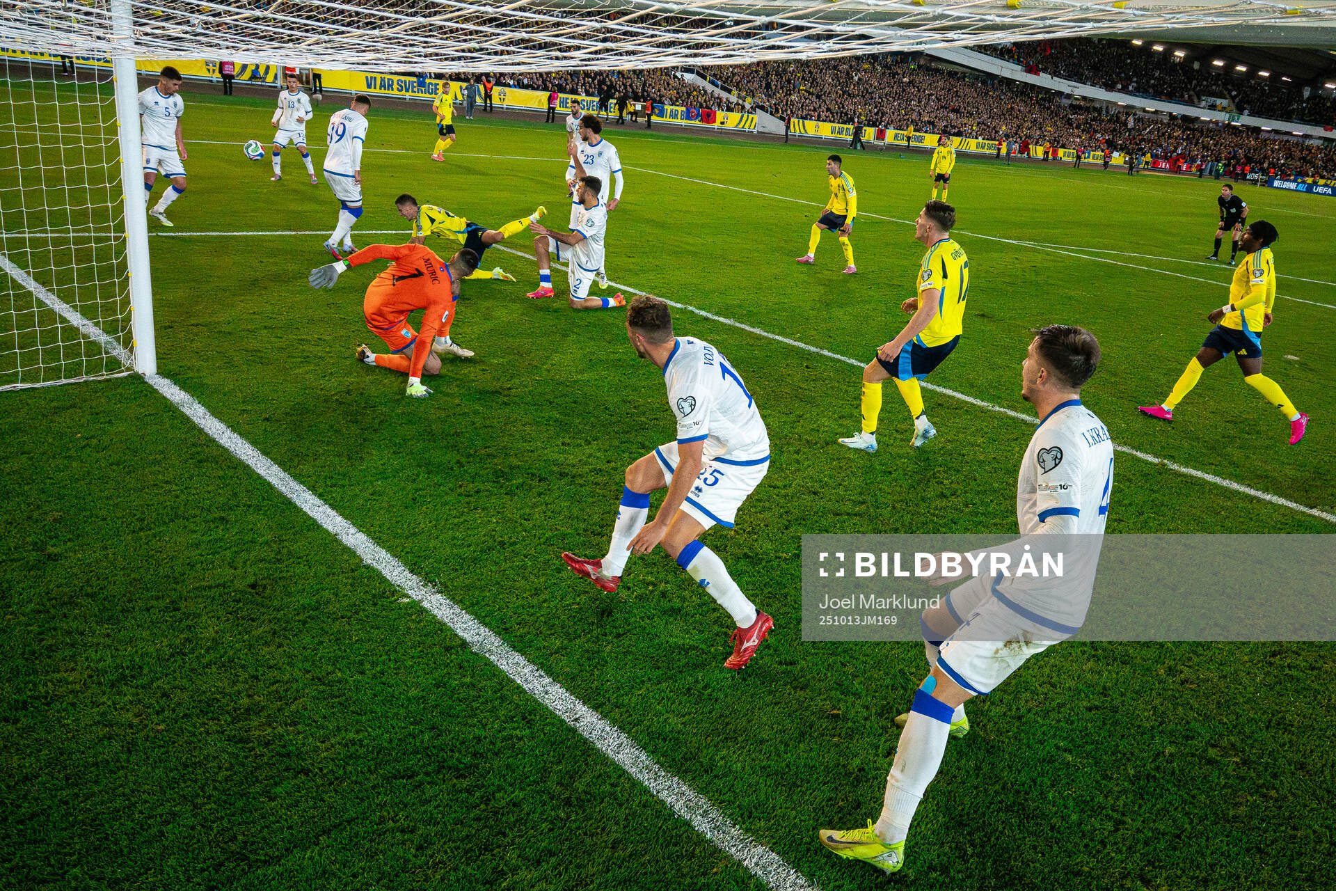 Gustaf Lagerbielke of Sweden loses the ball in front of goal