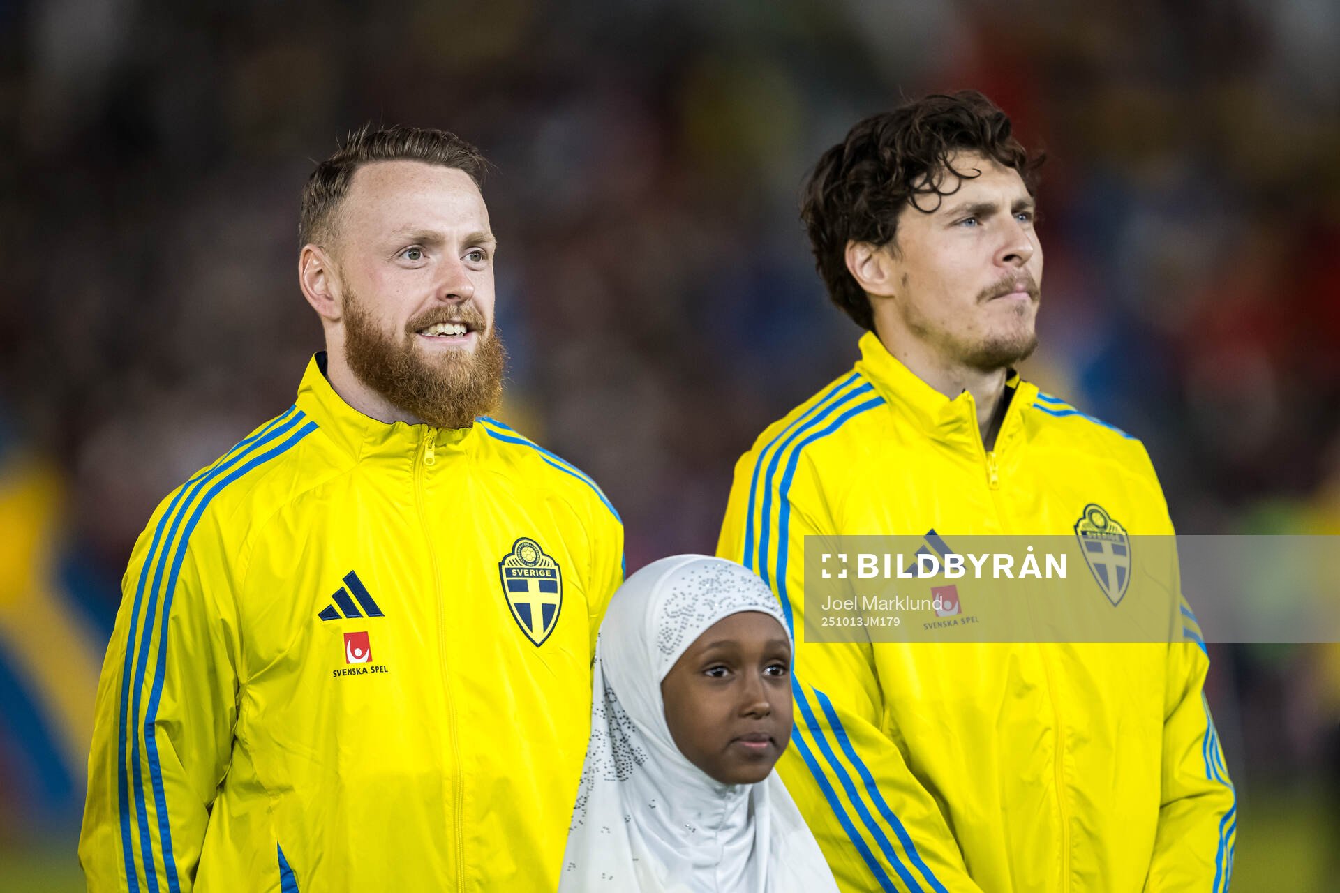 Goalkeeper Viktor Johansson and Victor Nilsson Lindelöf of
