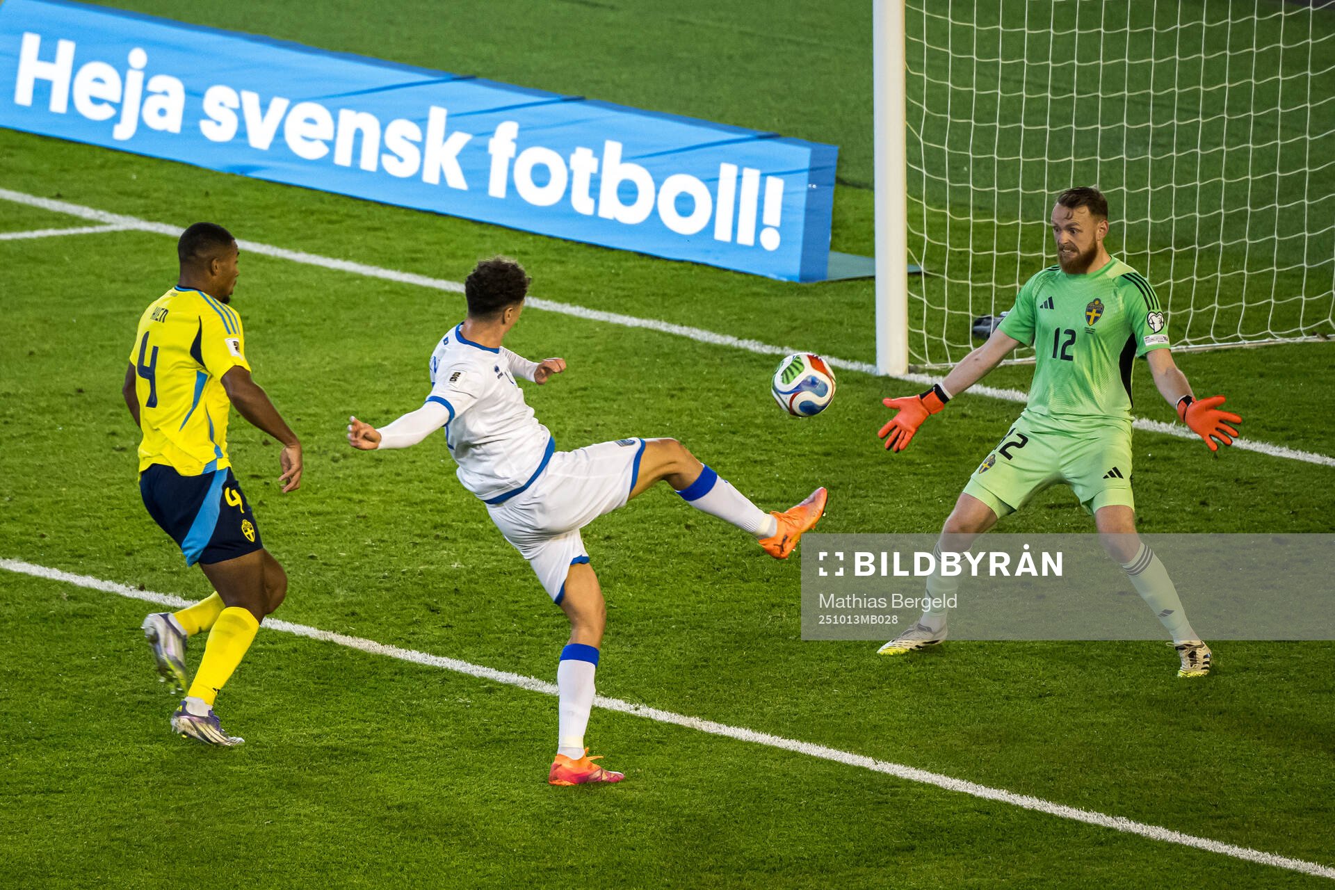 Fisnik Asllani of Kosovo scores the 0-1 goal behind Isak