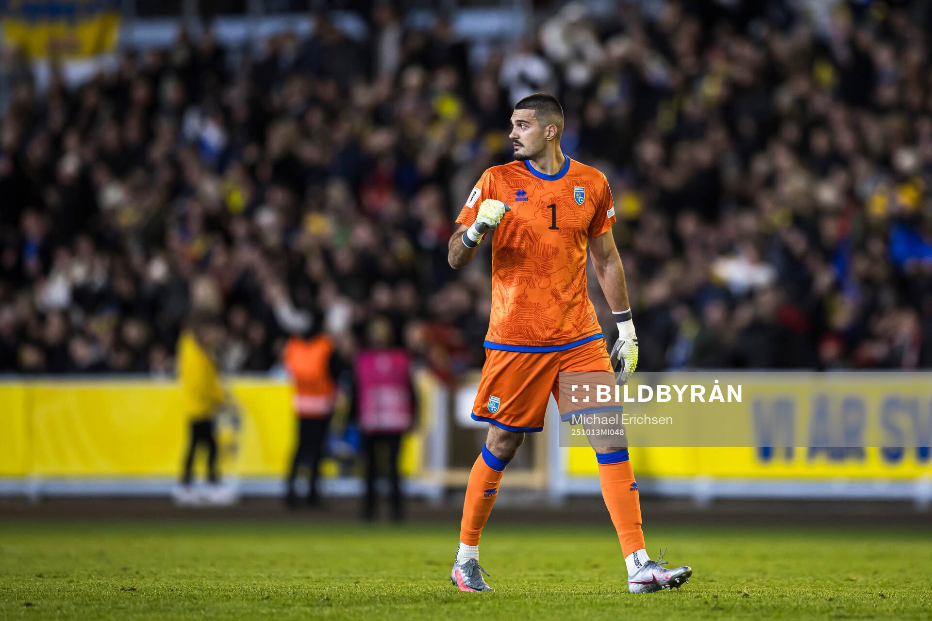 Goalkeeper Arijanet Muric of Kosovo celebrating