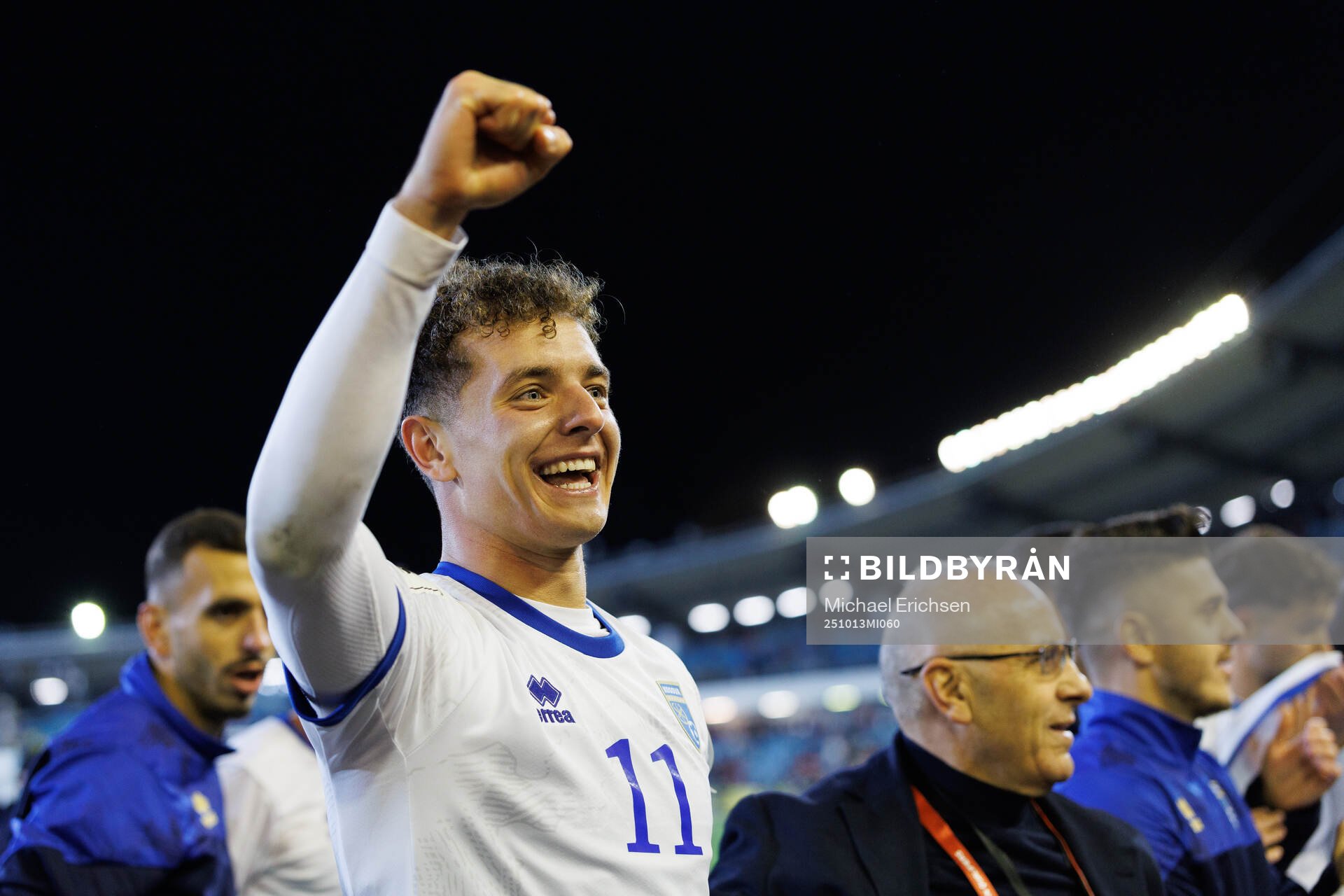 Fisnik Asllani of Kosovo celebrate