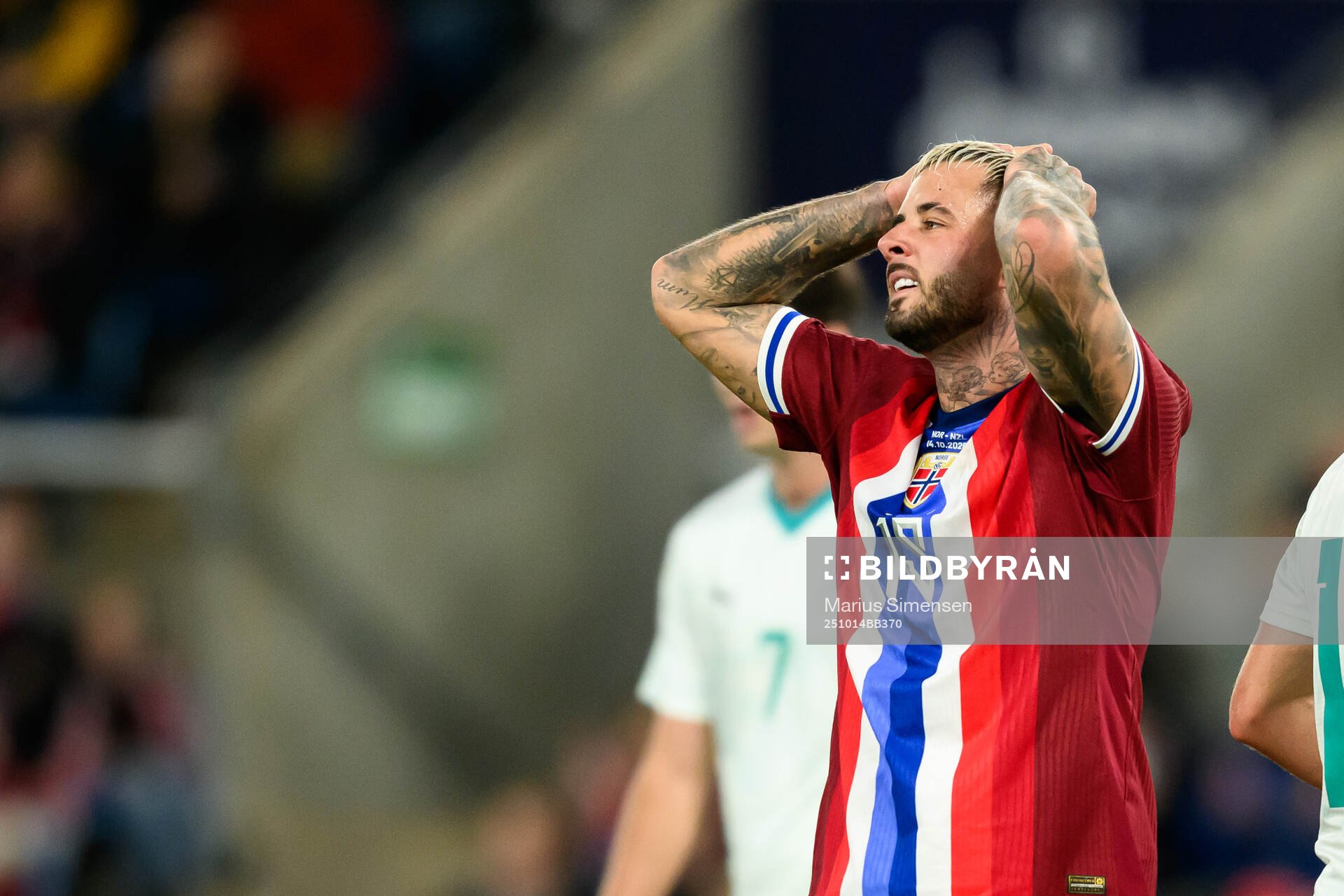 Aron Dønnum of Norway looks dejected