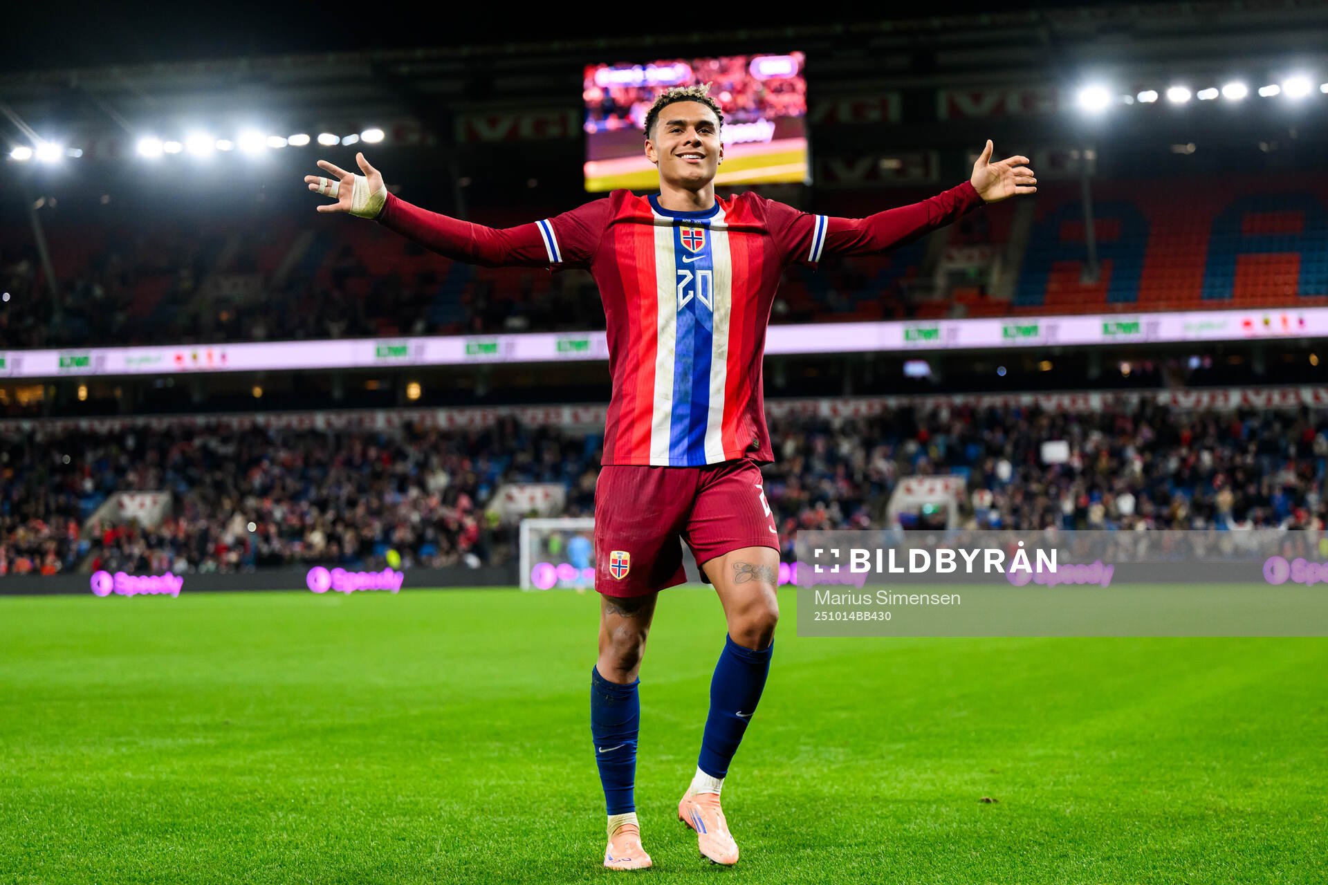 Antonio Nusa of Norway celebrates