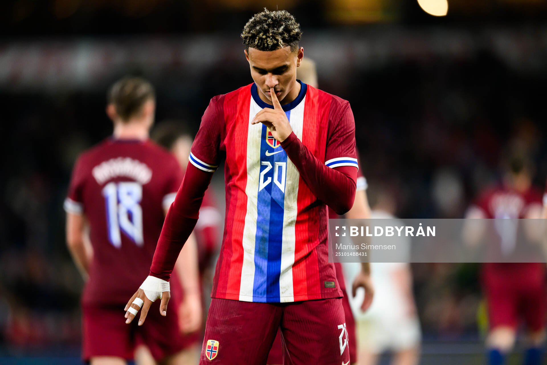 Antonio Nusa of Norway celebrates