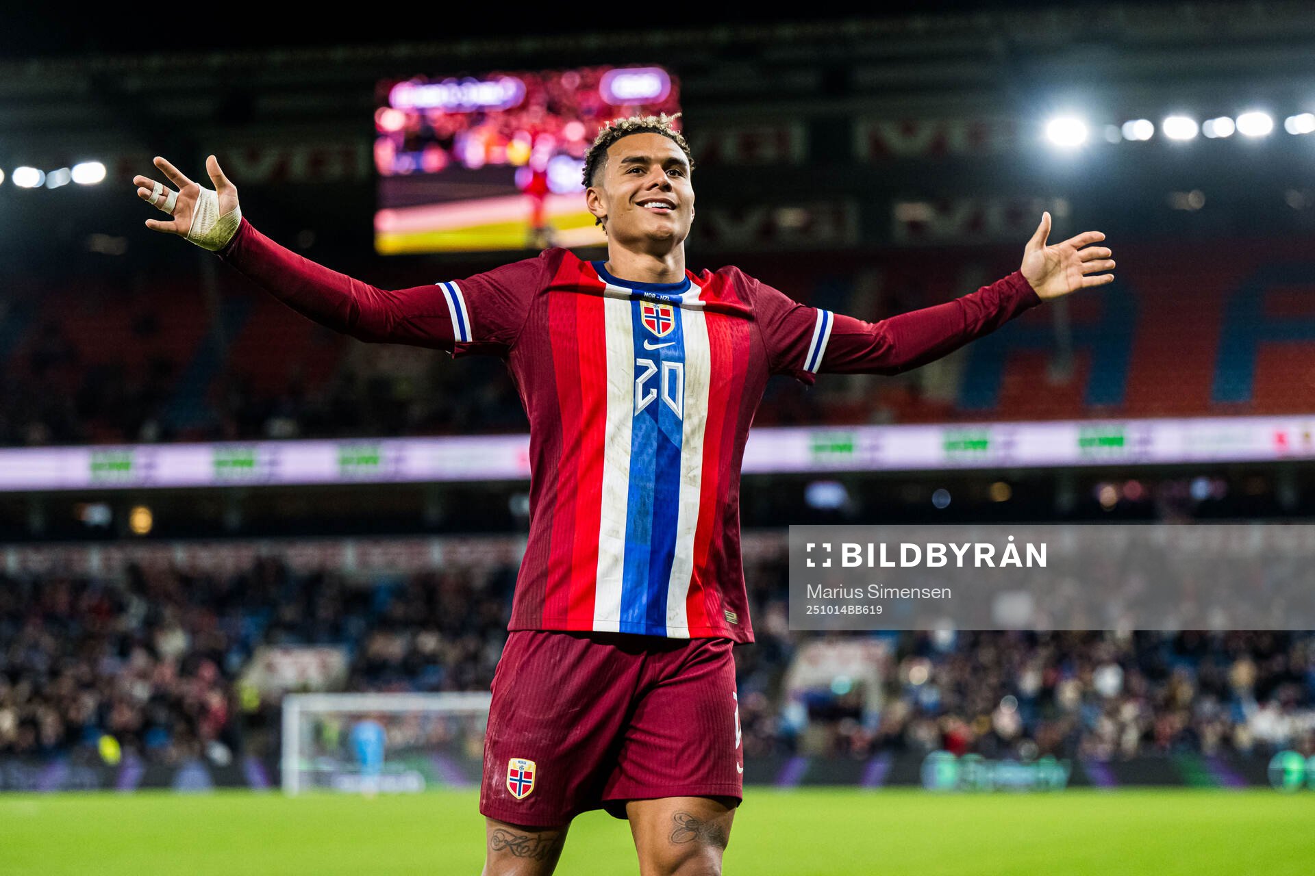Antonio Nusa of Norway celebrates