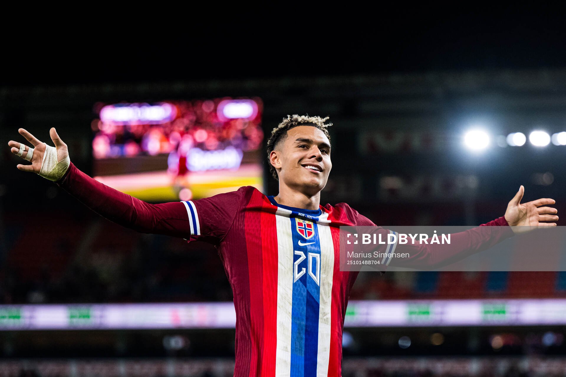 Antonio Nusa of Norway celebrates