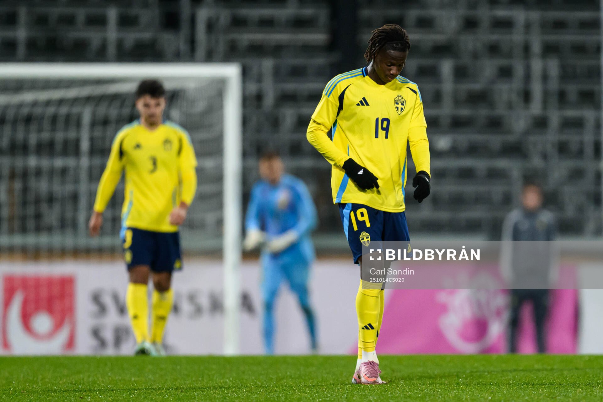 Alieu Njie of Sweden looks dejected