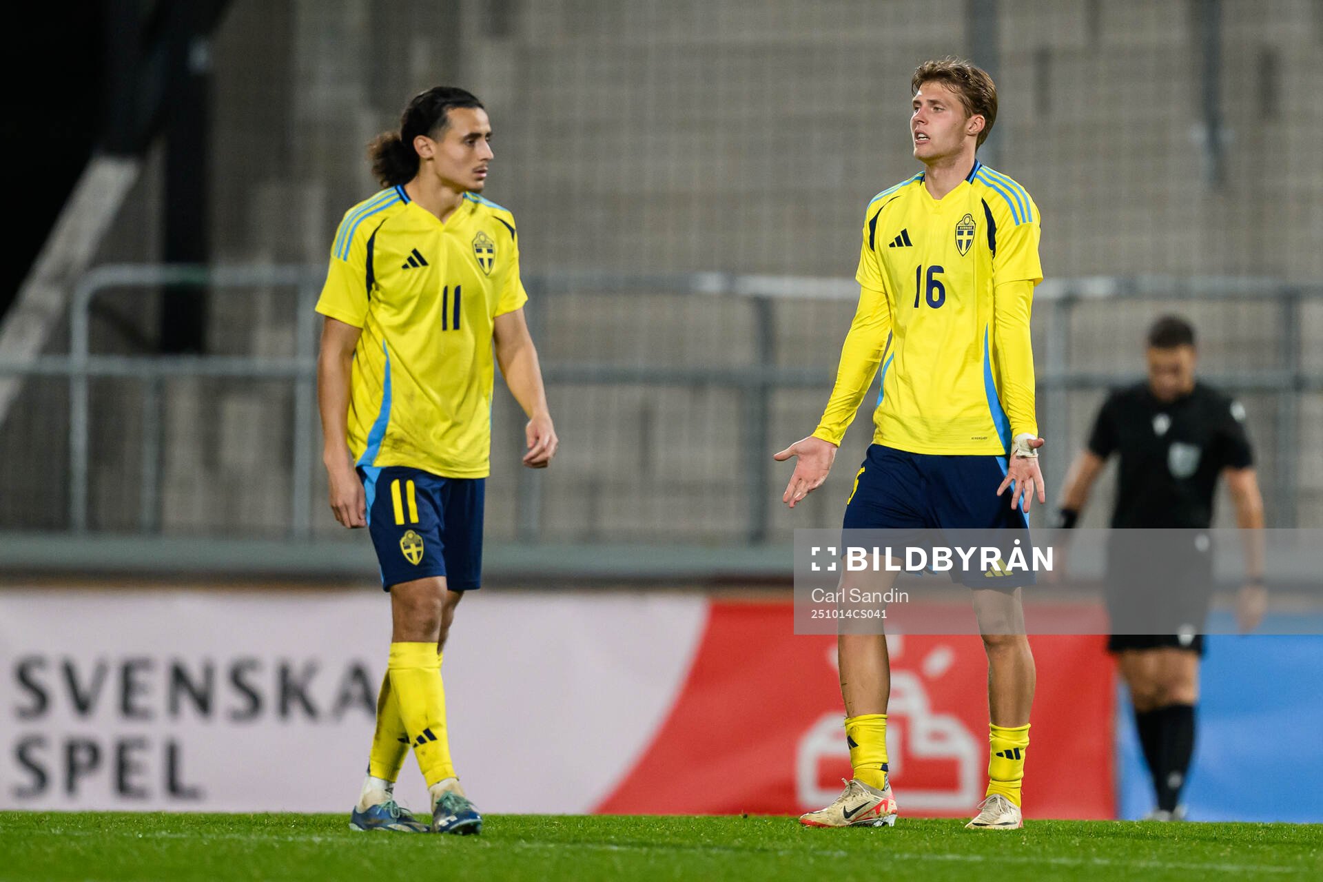 Amin Boudri and Lukas Björklund of Sweden look dejected