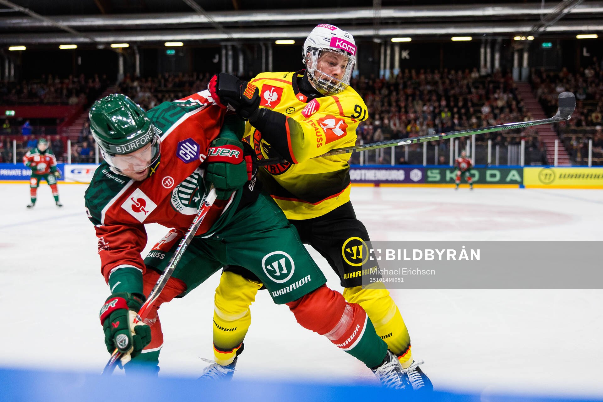 Christian Folin of Frölunda and Fabian Ritzmann of SC Bern