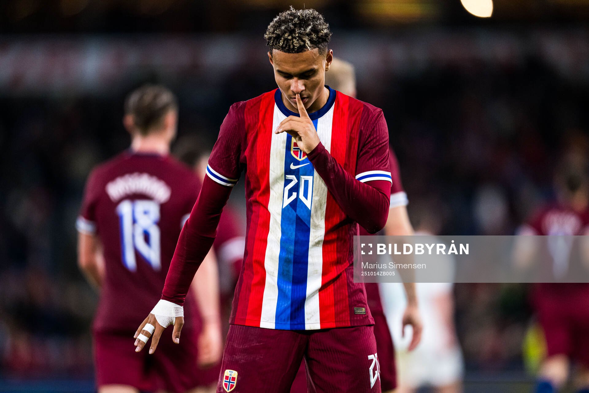 Antonio Nusa of Norway celebrates