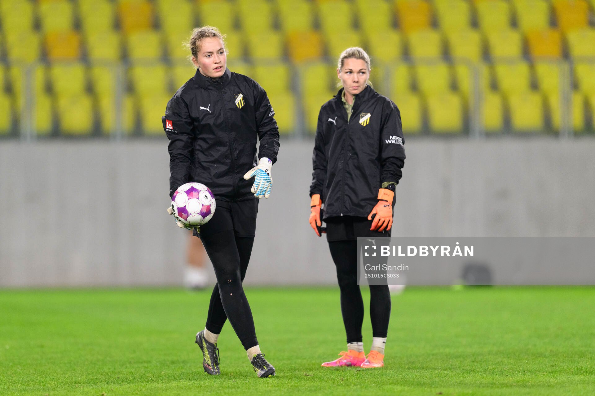 Goalkeeper Fanney Birkisdottir and Goalkeeper Jennifer Falk