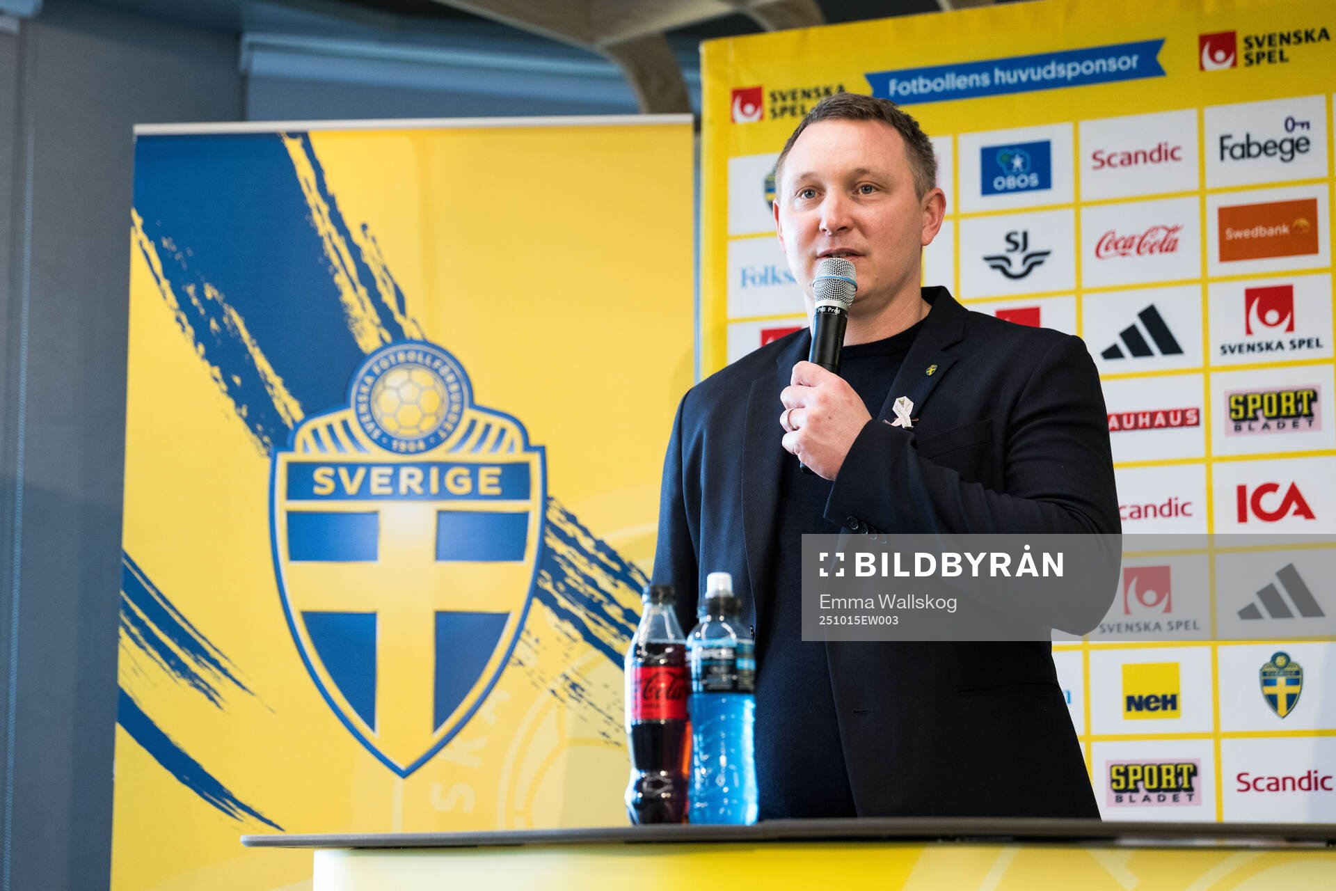 Kim Källström, Head of football, at a press conference