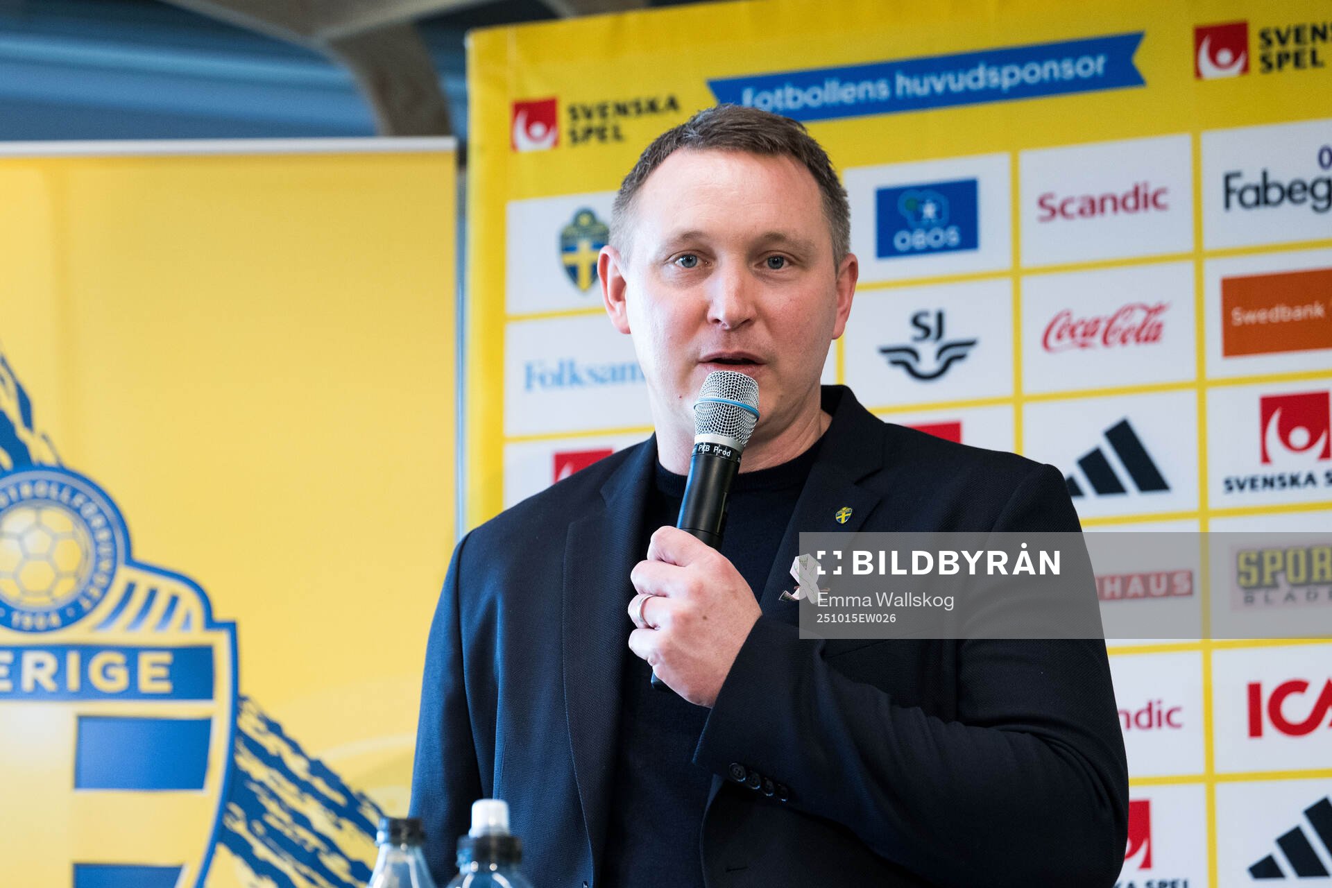 Kim Källström, Head of football, at a press conference