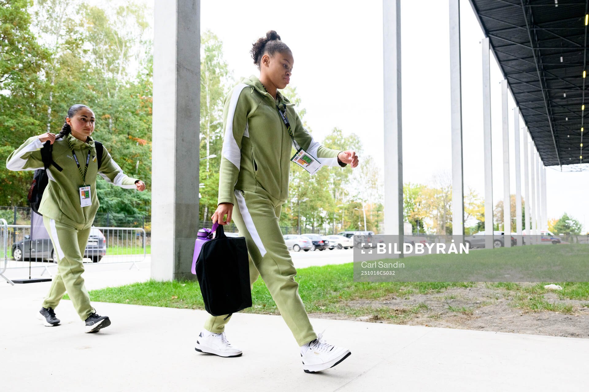 Nesrin Akgun and Felicia Schröder of Häcken arrives at