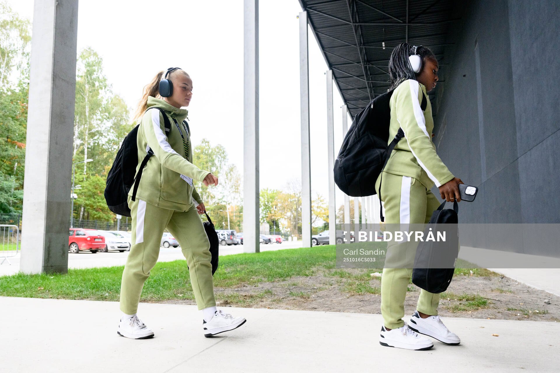 Matilda Nildén and Monica Jusu Bah of Häcken arrives at