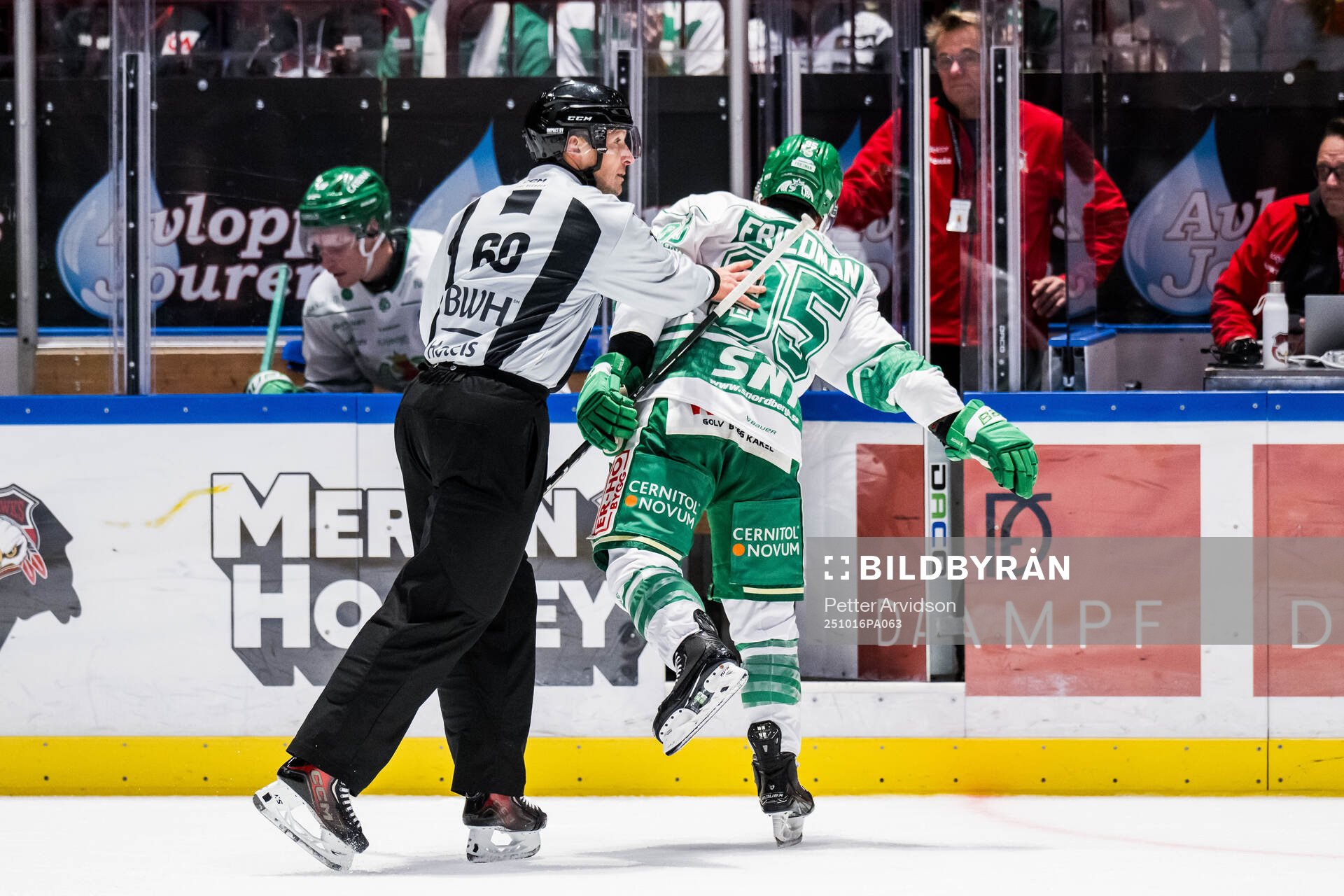 Linjedomare Örjan Åhlén och Rögles Mark Friedman