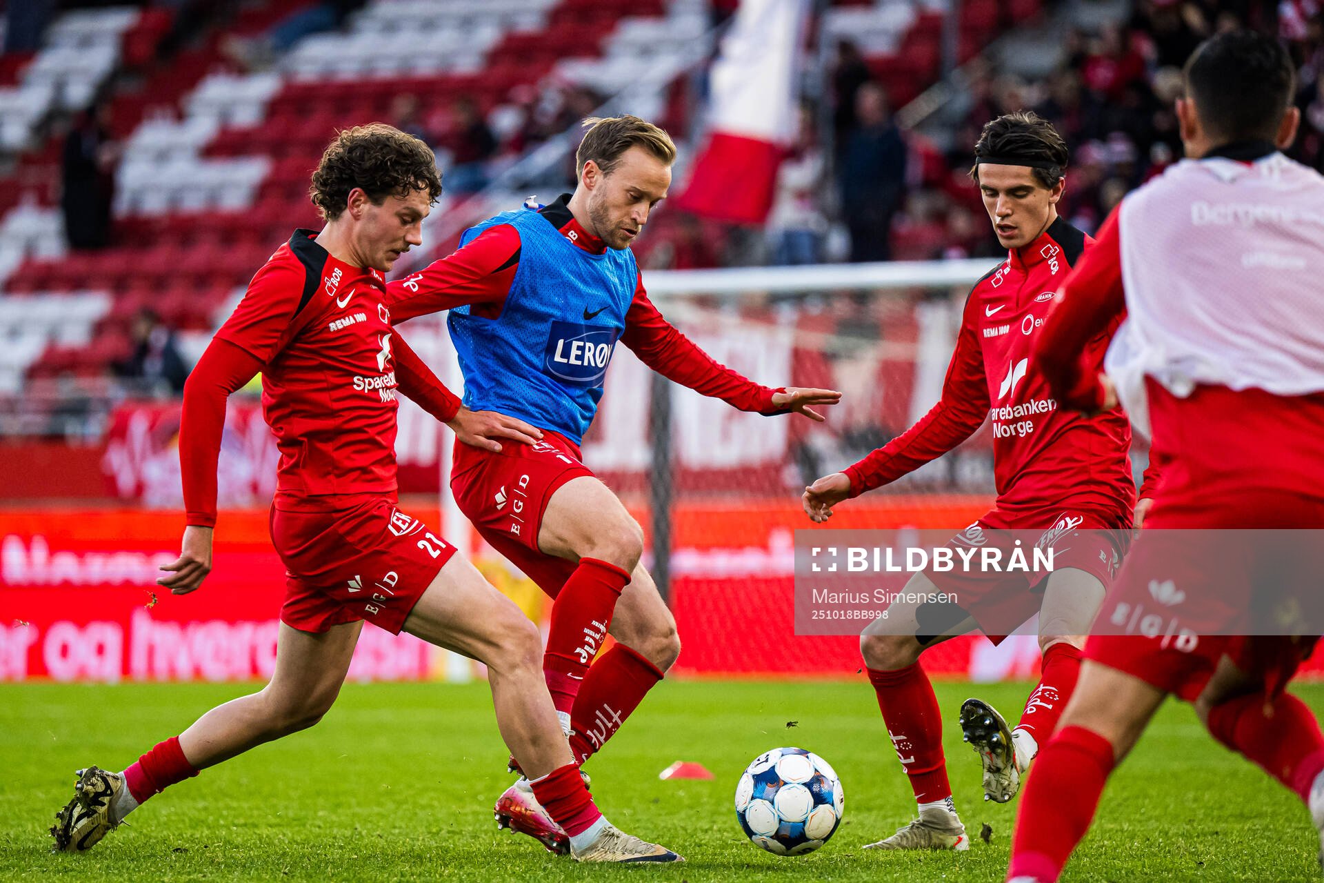 Denzel De Roeve, Bård Finne and Ulrik Mathisen of Brann