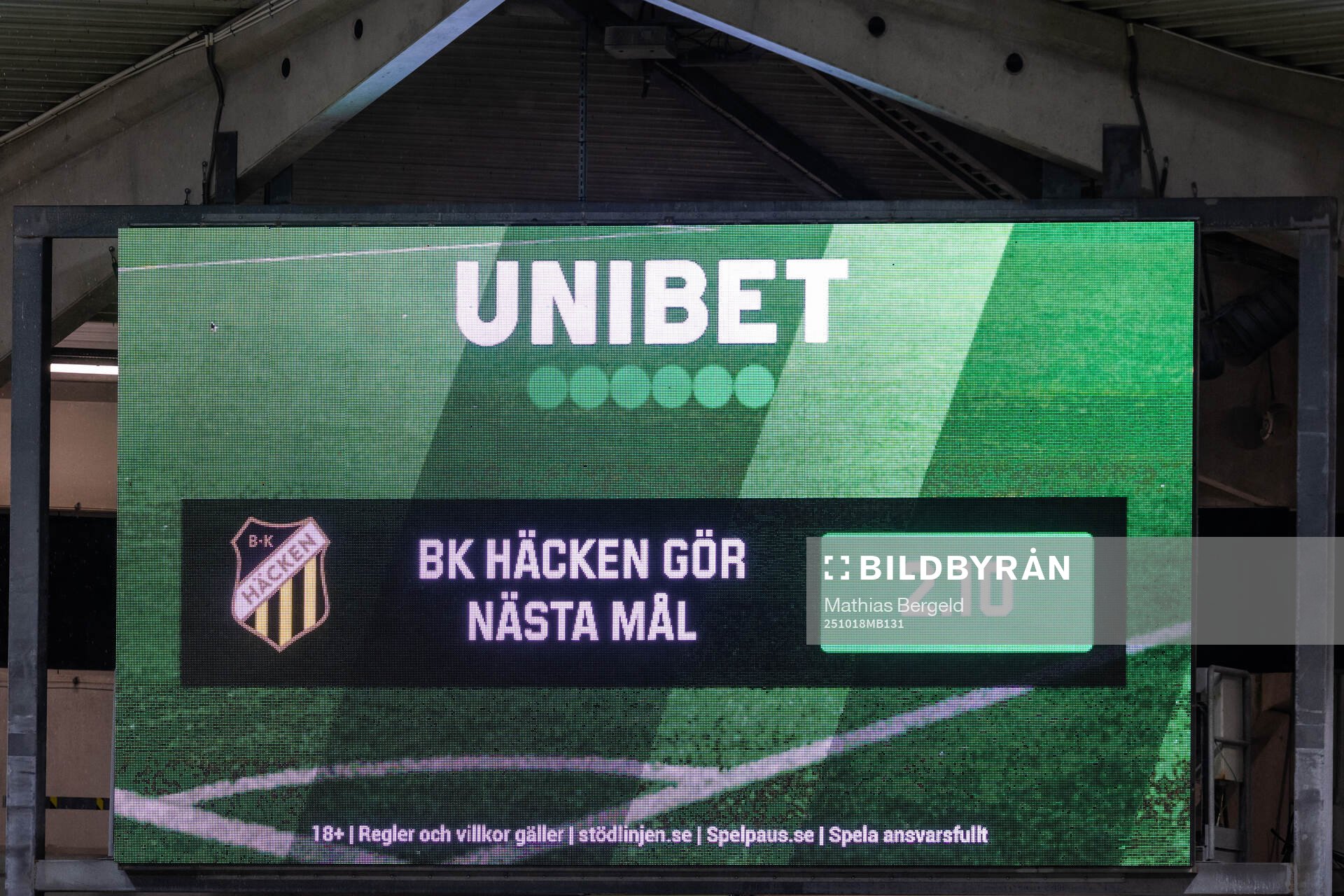 Unibet spelodds syns på en ledskärm