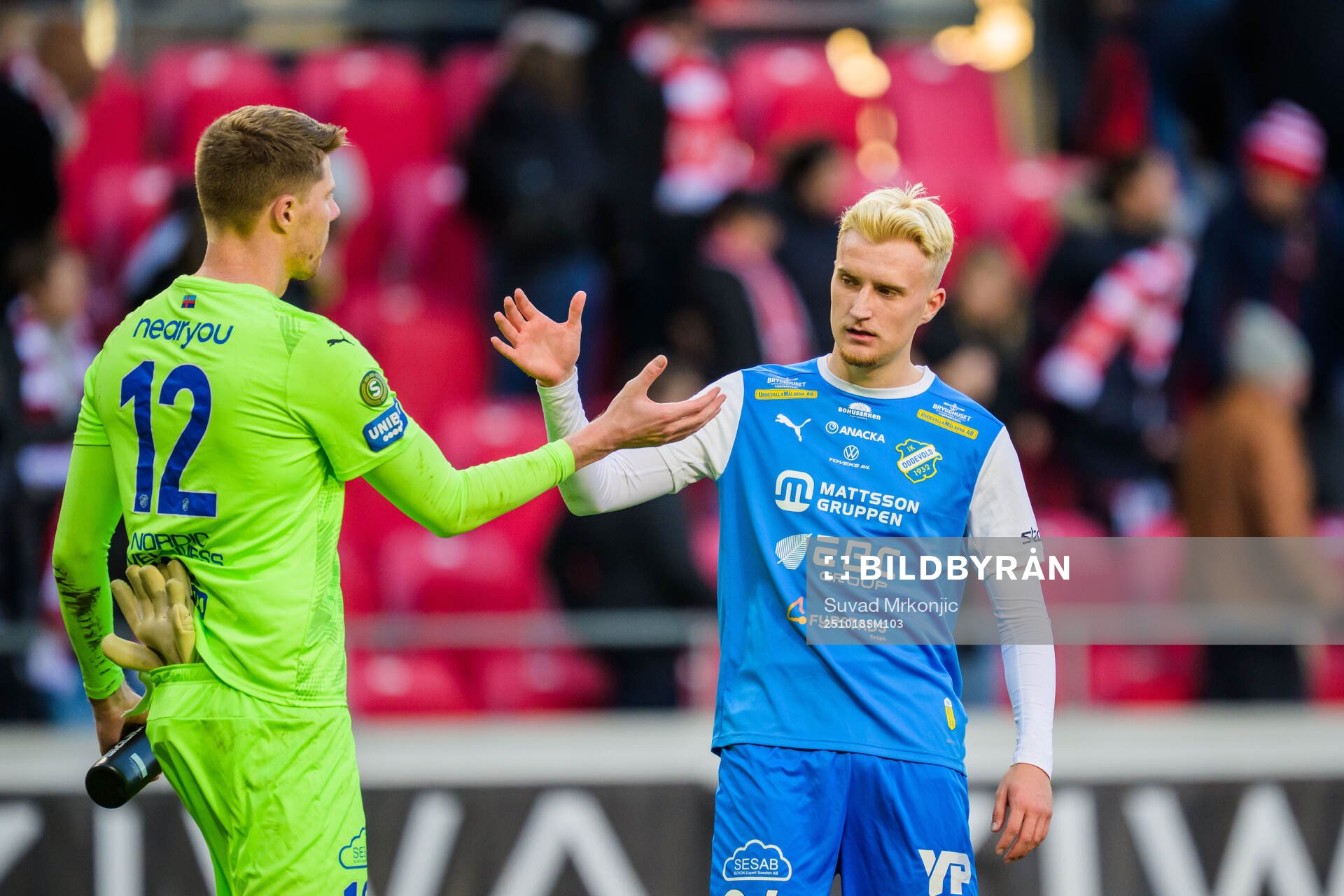 Oddevolds målvakt Morten Sætra och Alexander Hedén