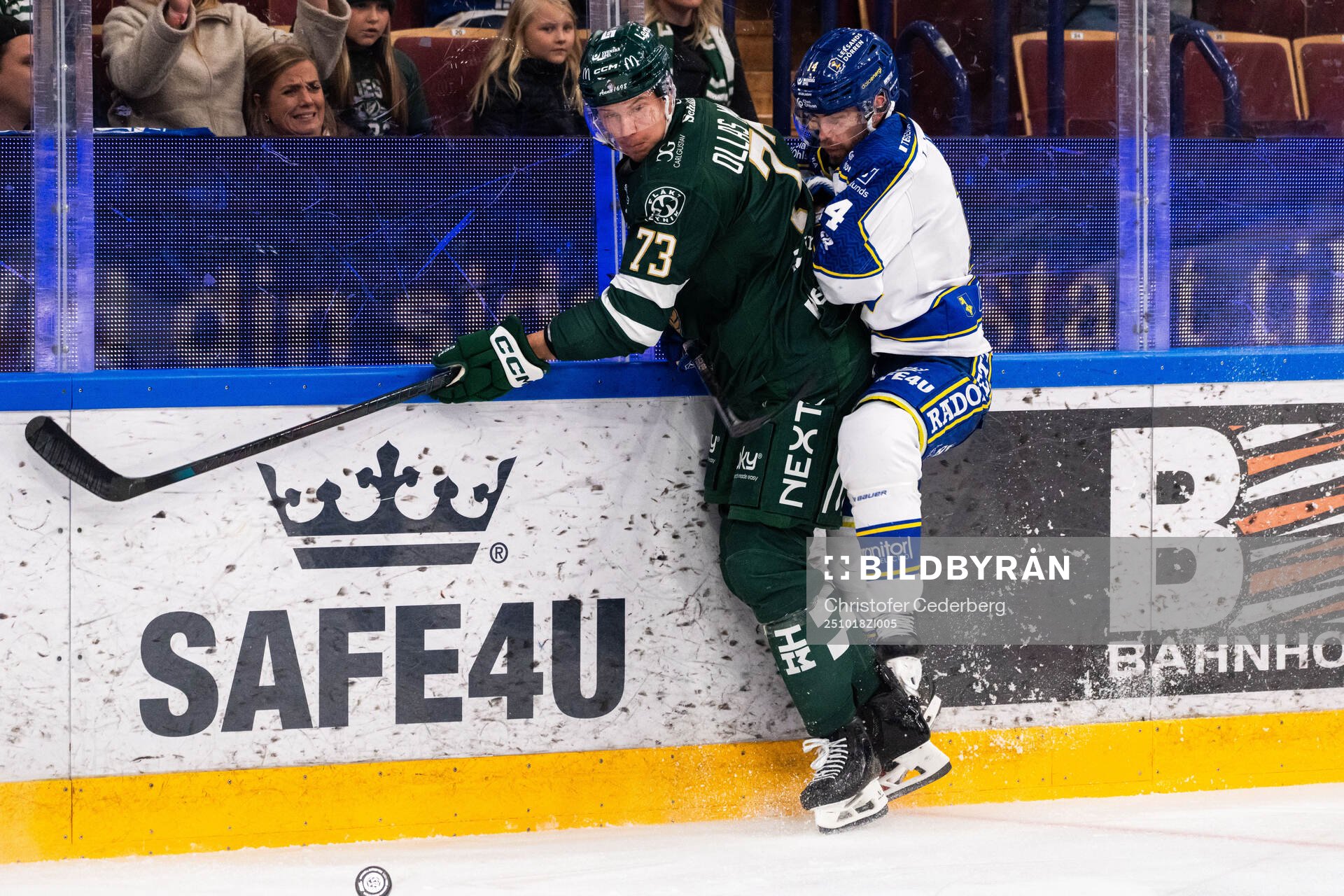 Färjestads Adam Ollas Mattsson och Leksands Oskar Lang