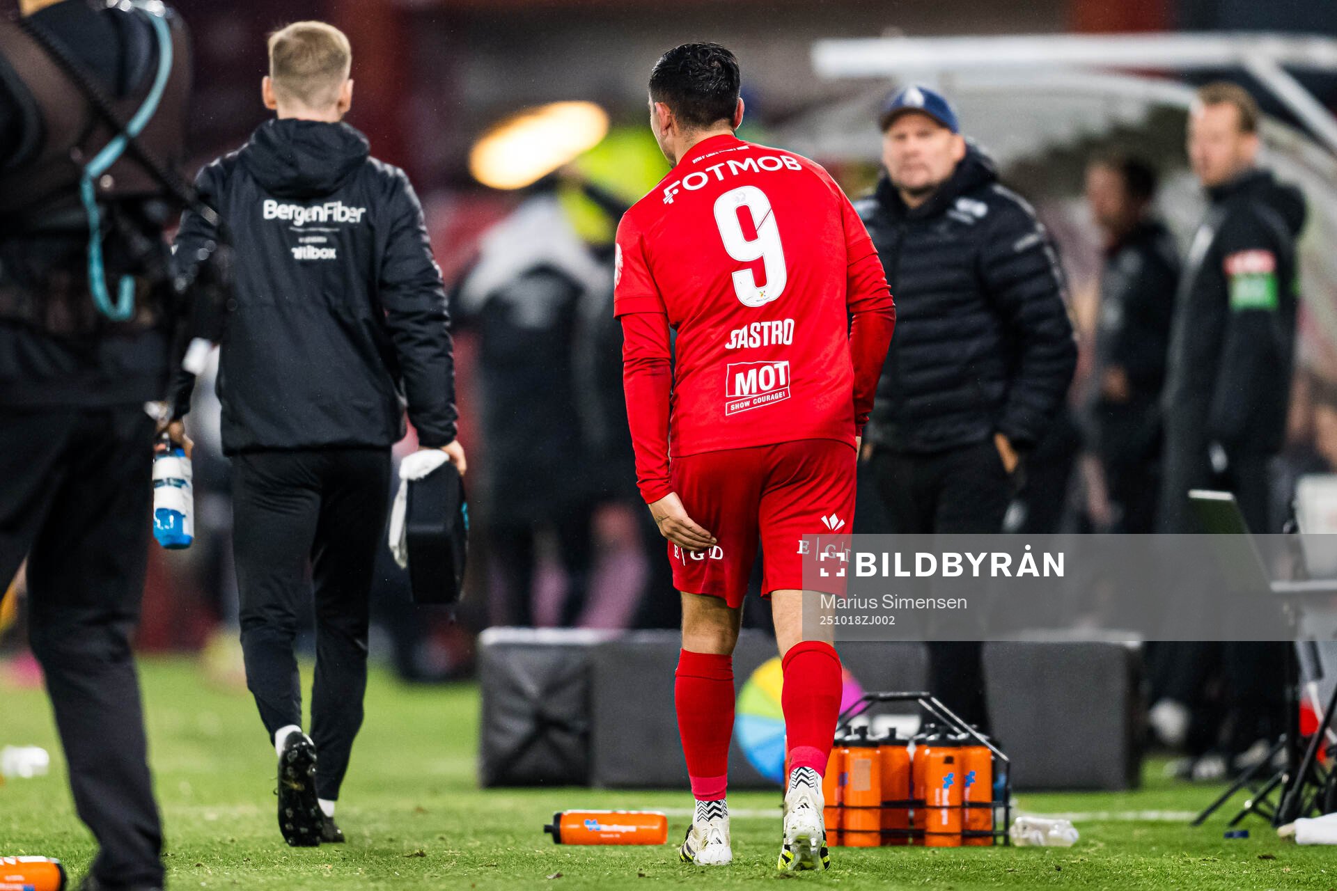 Niklas Castro of Brann with an injury