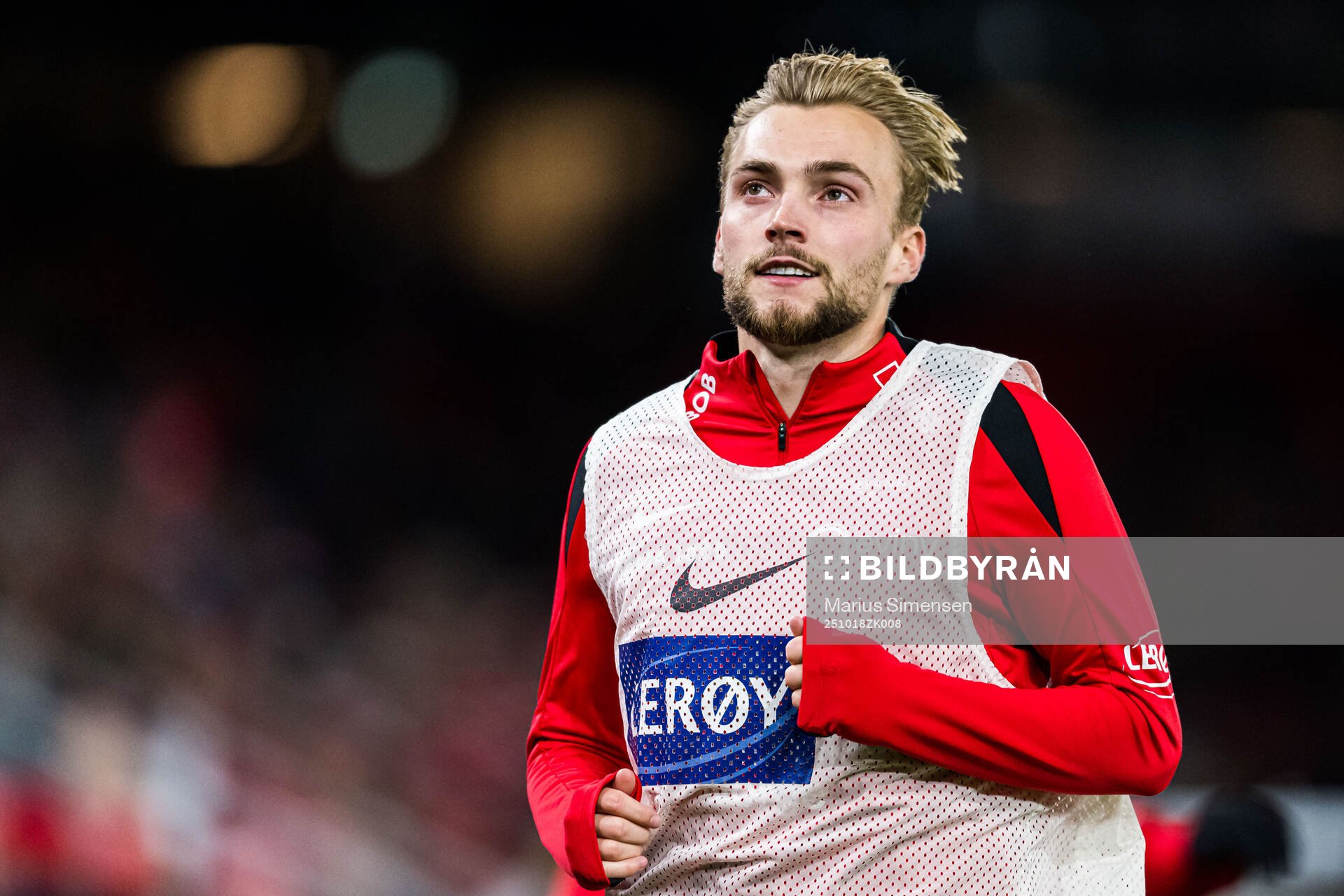 Mads Berg Sande of Brann warms up