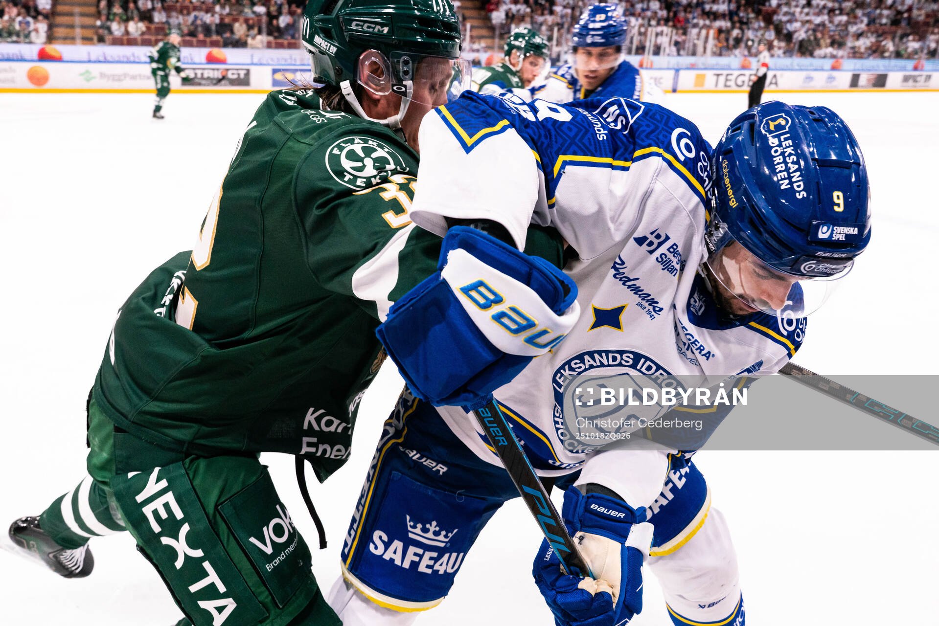 Färjestads Magnus Nygren och Leksands Gabriel Fortier