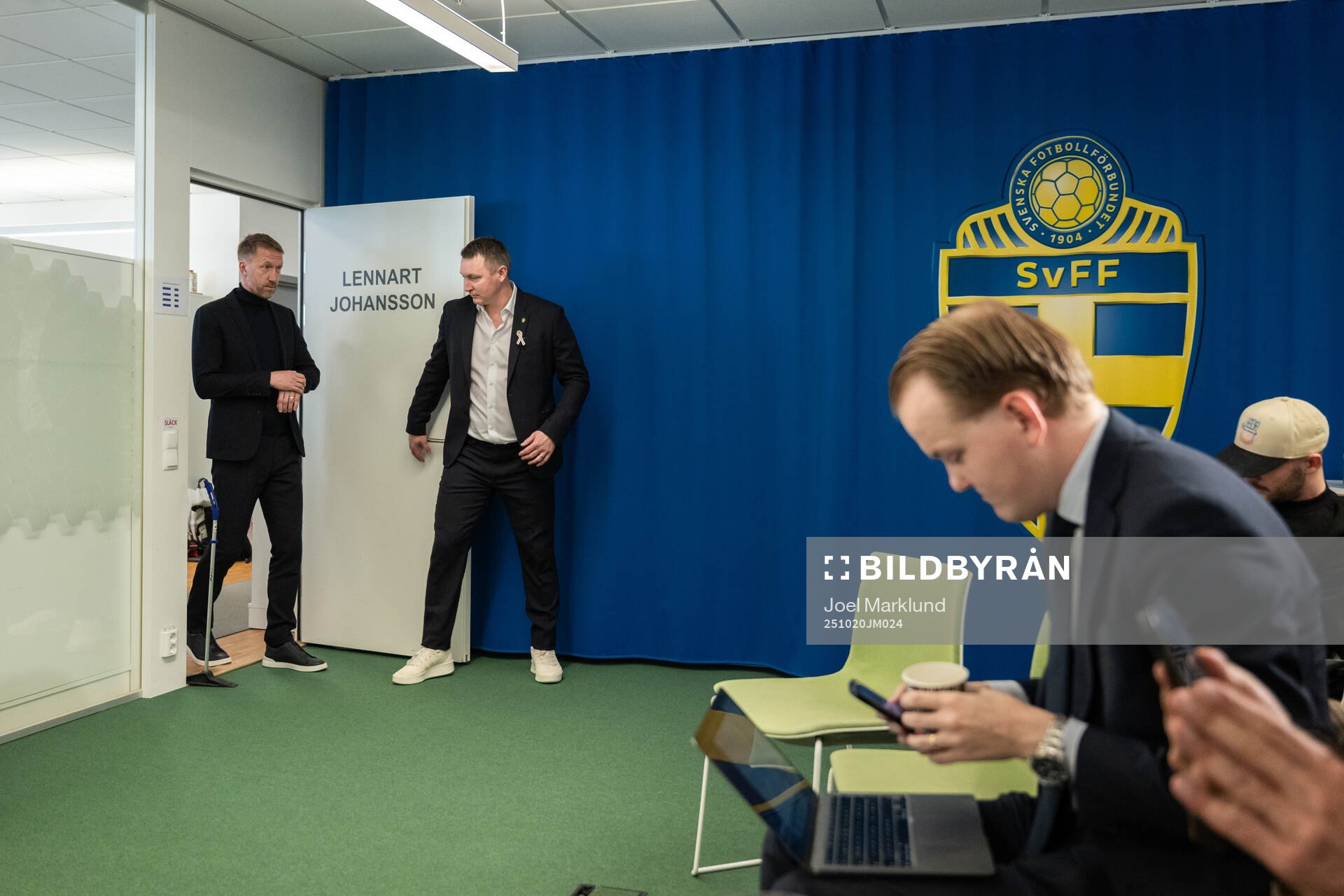Graham Potter and Kim Källström, head of football at the
