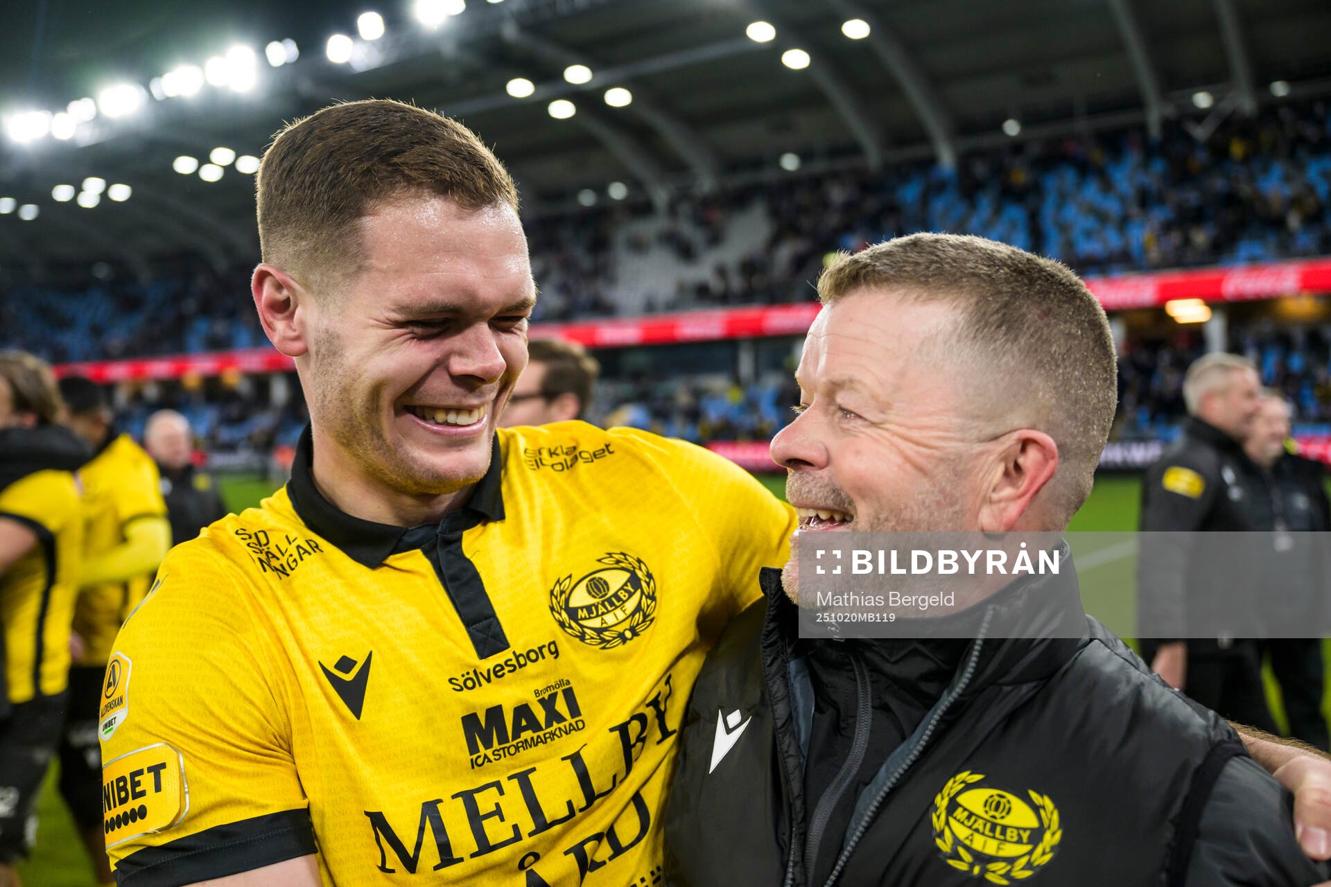Mjällbys Jacob Bergström och tränare Anders Torstensson