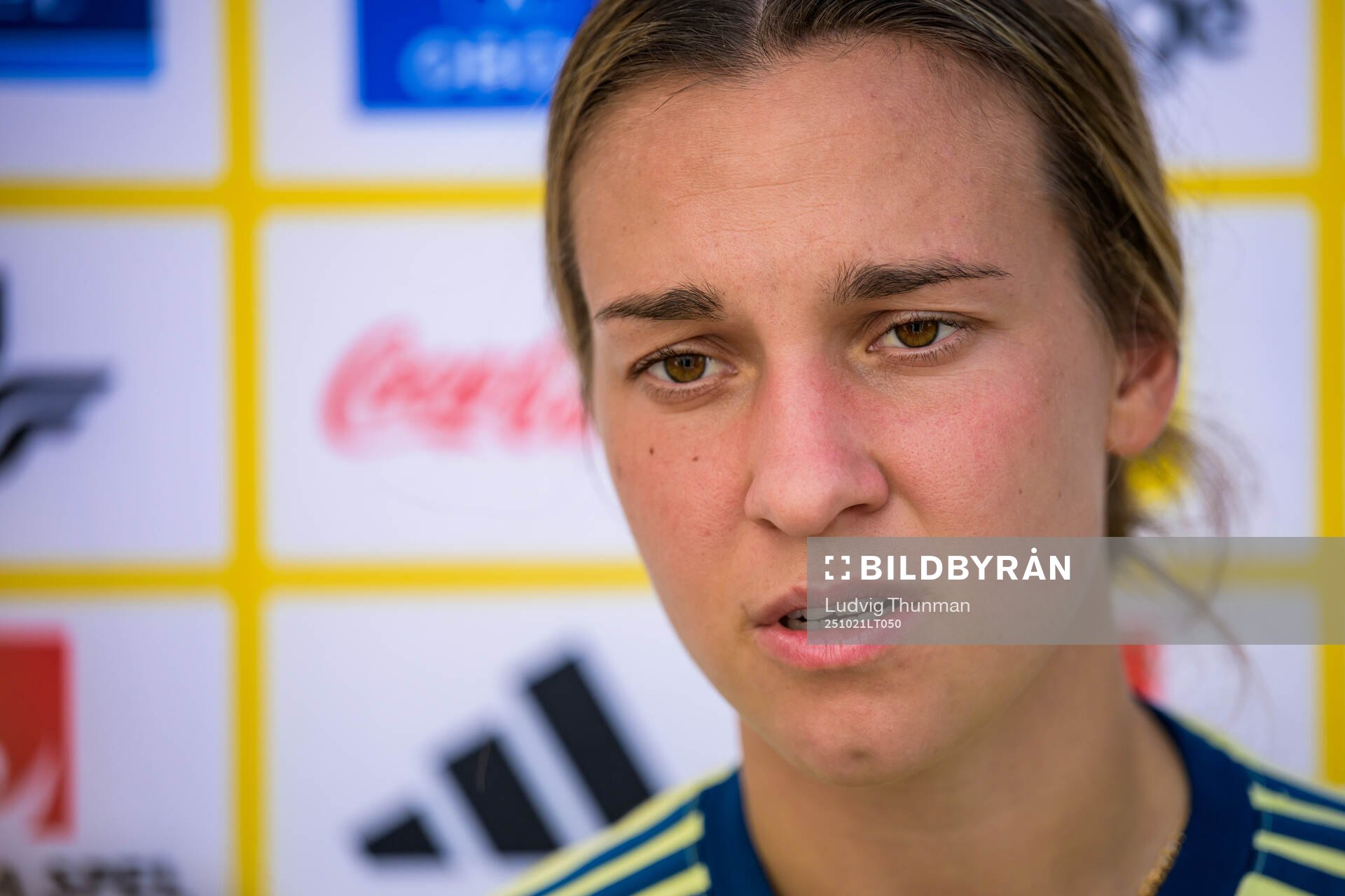 Julia Zigiotti Olme is interviewed by the media