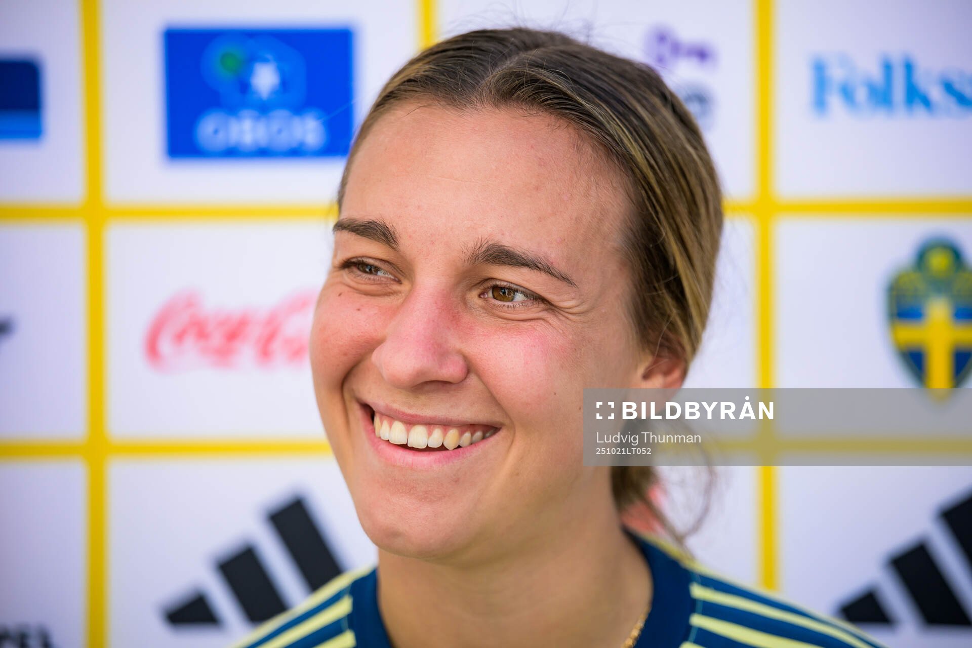 Julia Zigiotti Olme is interviewed by the media