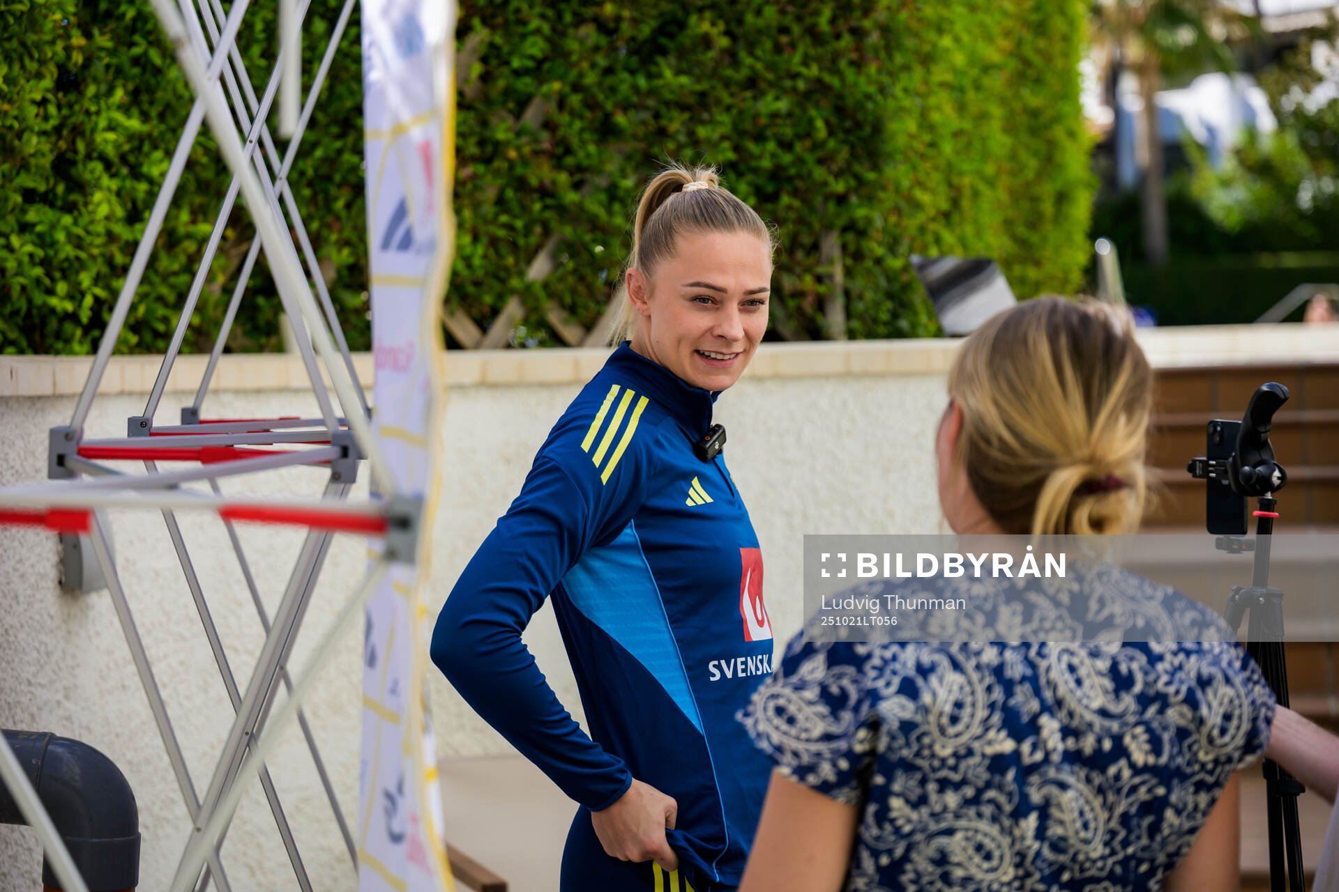 Fridolina Rolfö is interviewed by the media