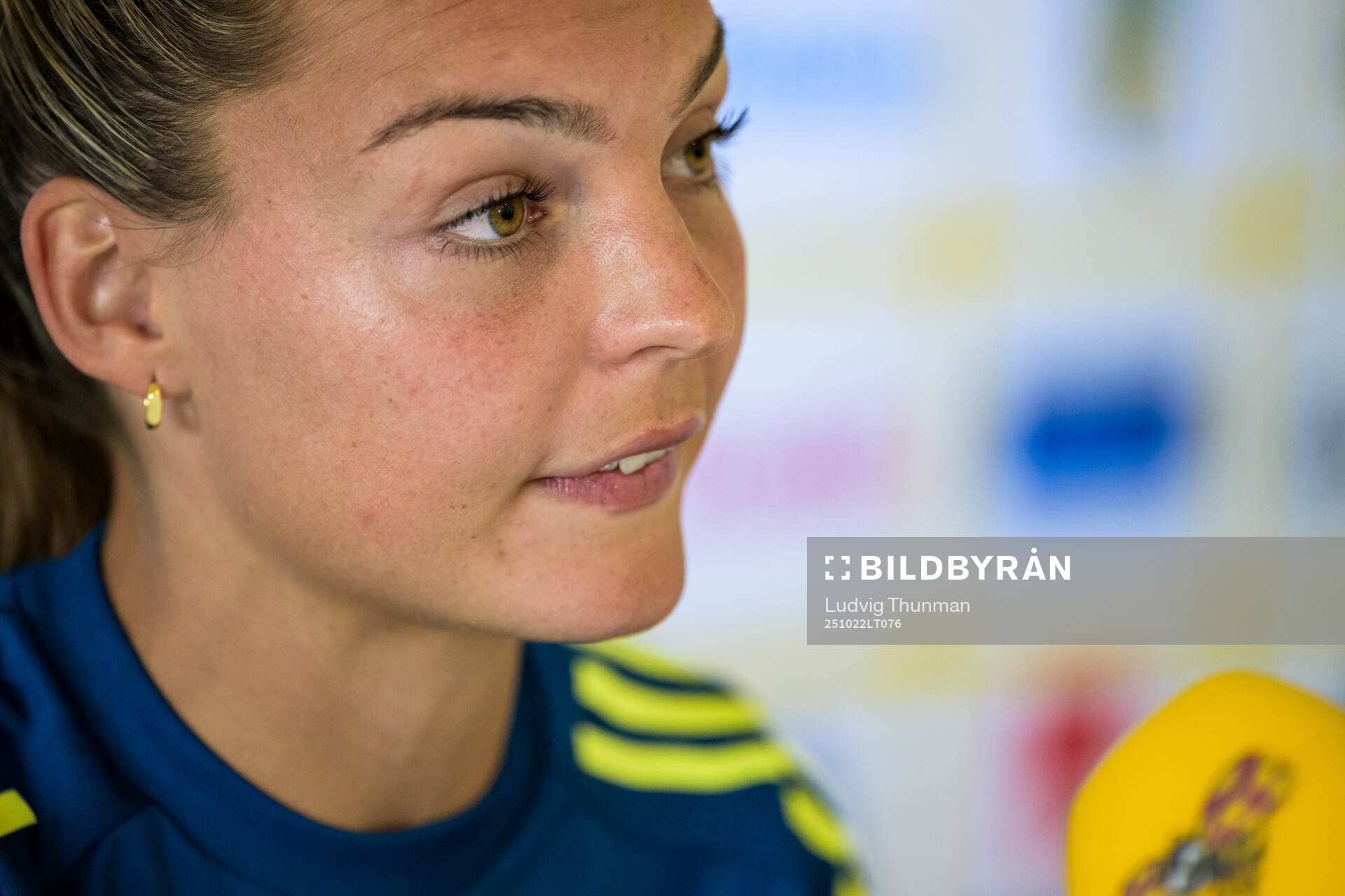 Johanna Rytting Kaneryd is interviewed by the media at a
