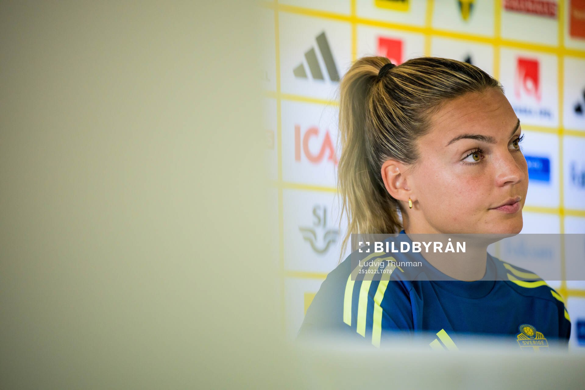 Johanna Rytting Kaneryd is interviewed by the media at a