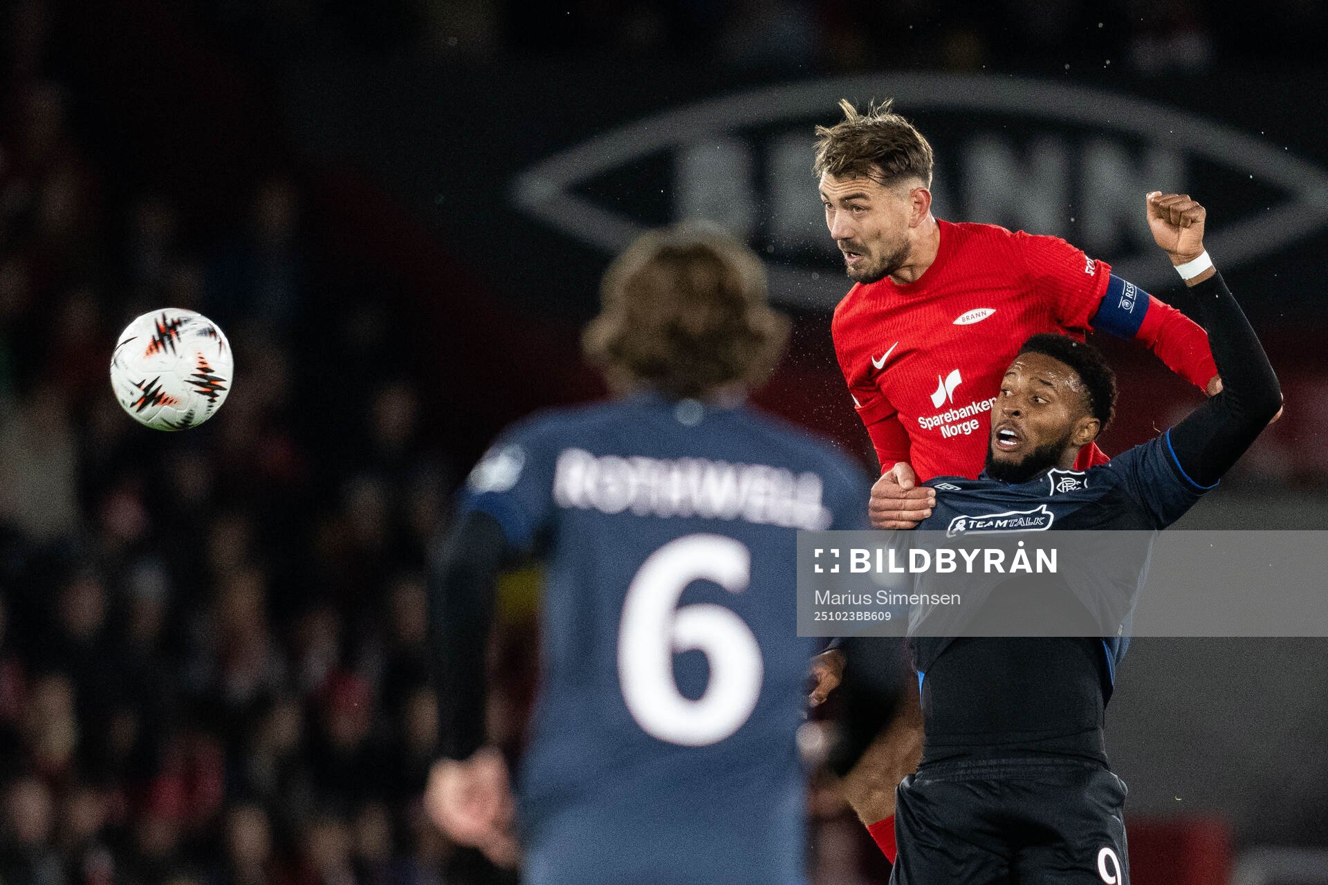 Fredrik Pallesen Knudsen of Brann and Youssef Chermiti of