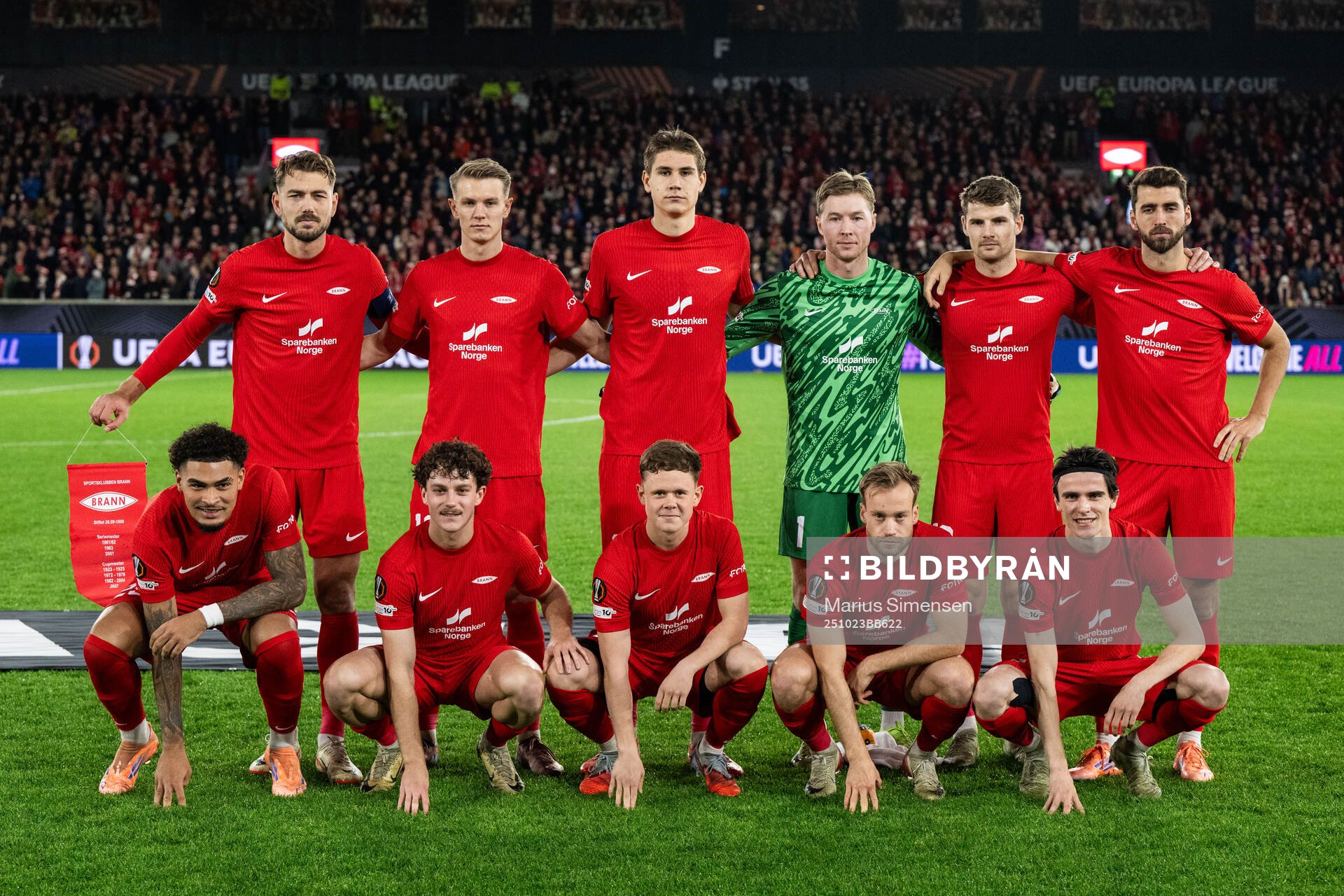 The starting eleven of Brann, from the top left; Fredrik