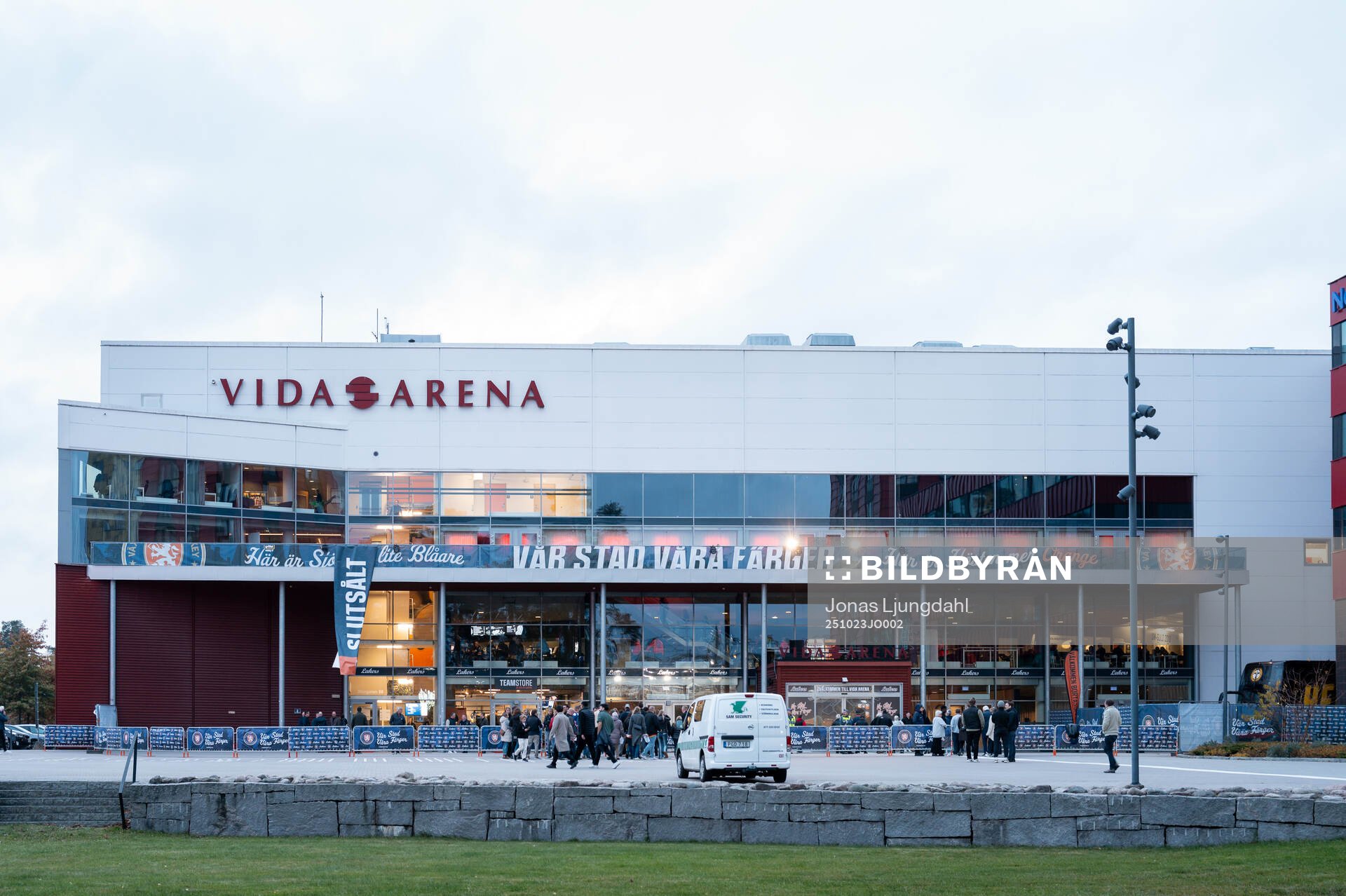 Exteriör vy av vida arena