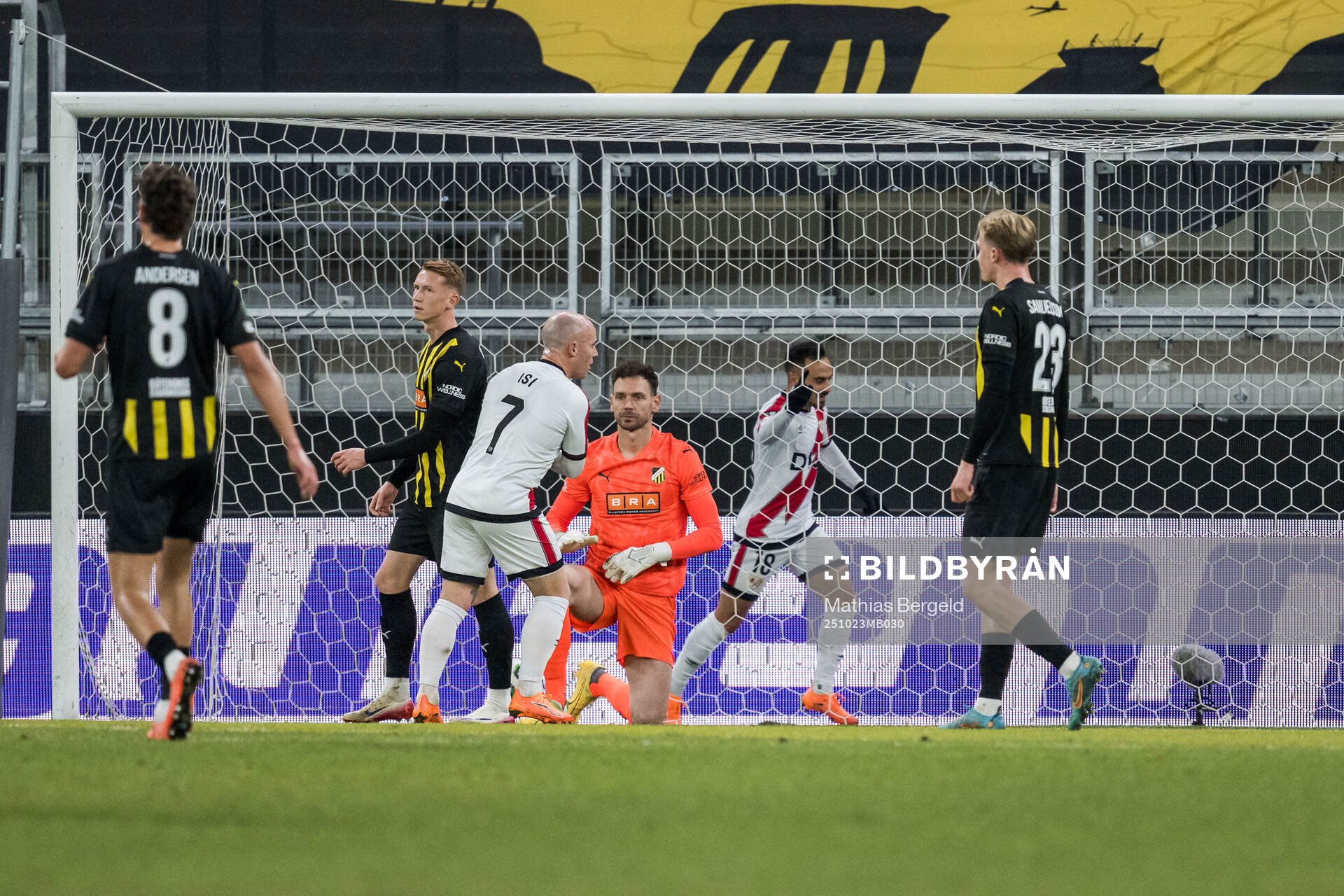 Julius Lindberg and goalkeeper Etrit Berisha of Häcken