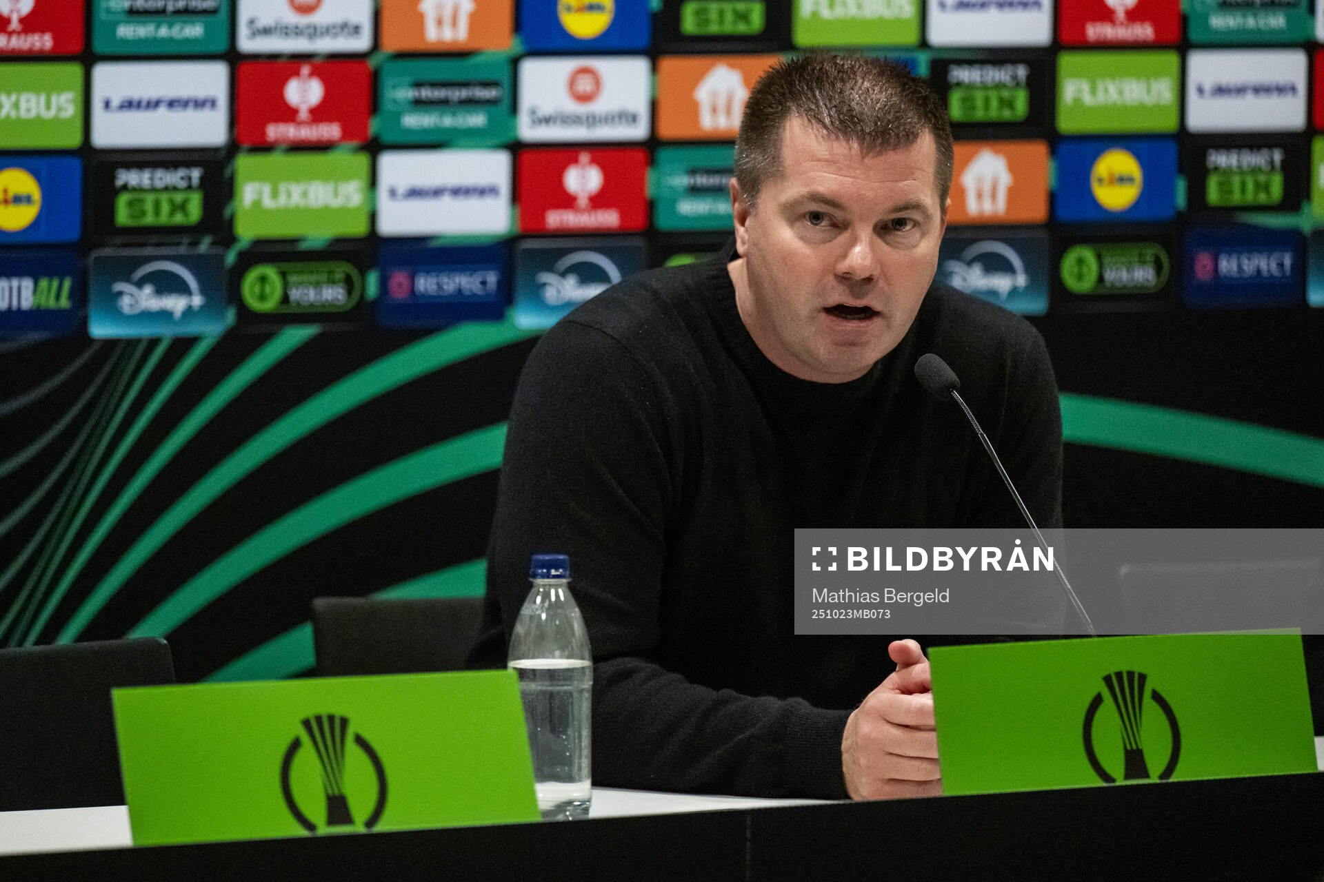 of Häcken coach Jens Gustafsson at the press conference