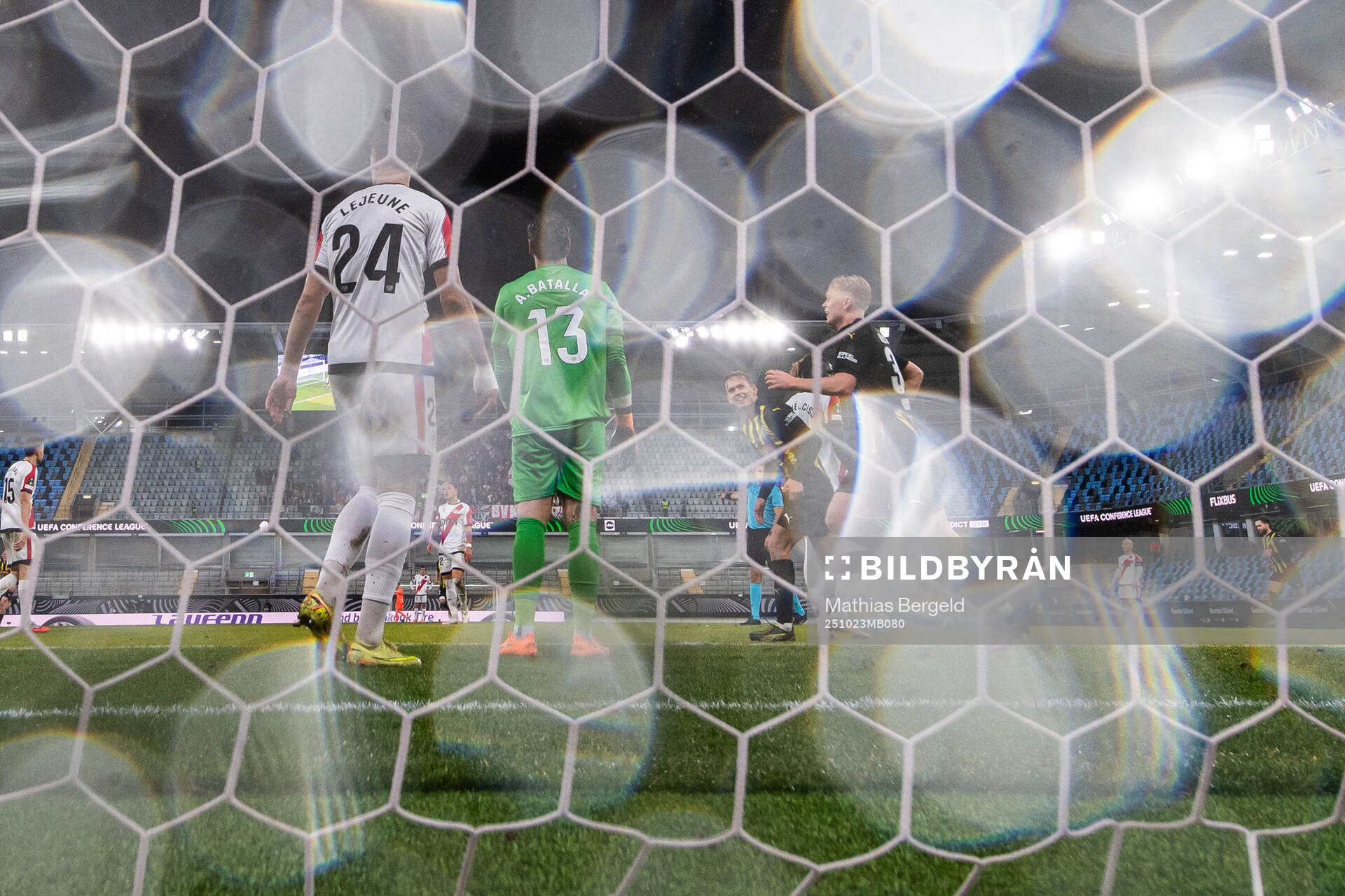 Florian Lejeune and goalkeeper Augusto Batalla of Rayo