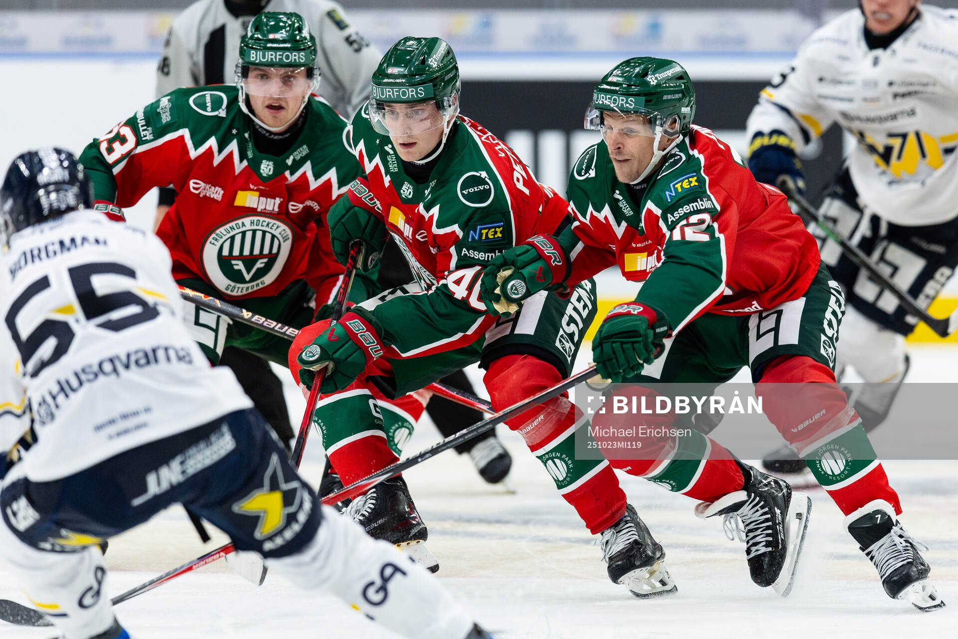 Frölundas Linus Högberg, Jacob Peterson och Max Friberg
