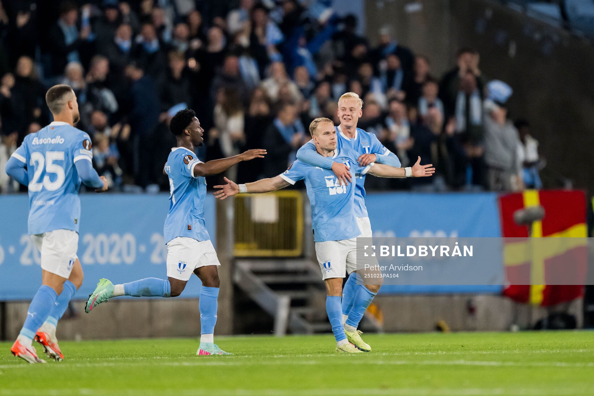 Oscar Lewicki and Otto Rosengren of Malmö FF celebrate