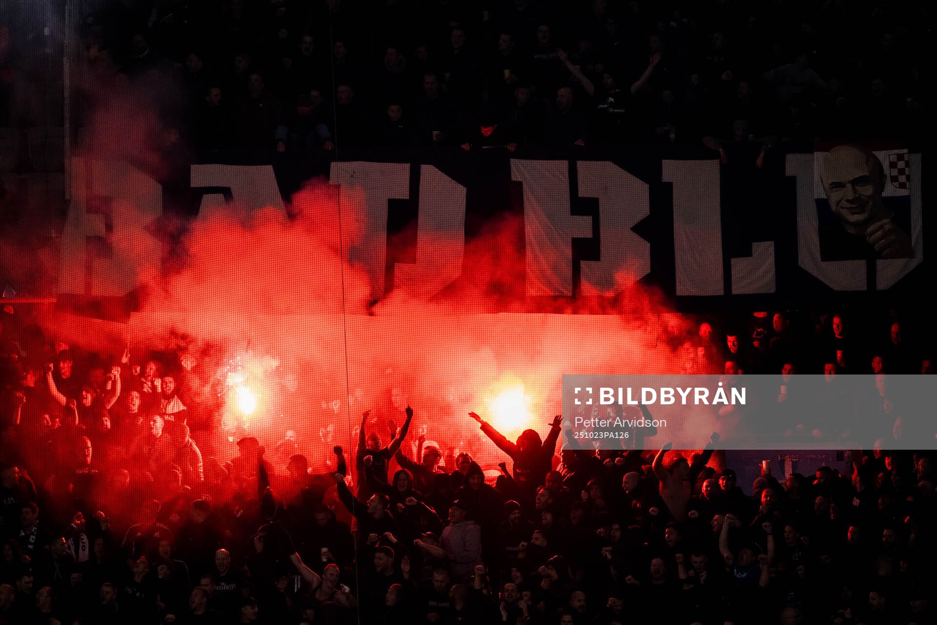 Fans of Dinamo Zagreb with flares