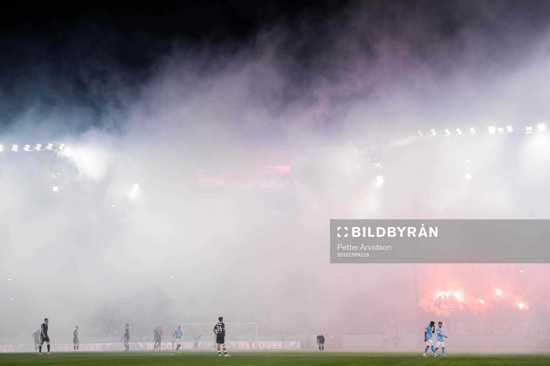 Game interruption due to smoke from flares