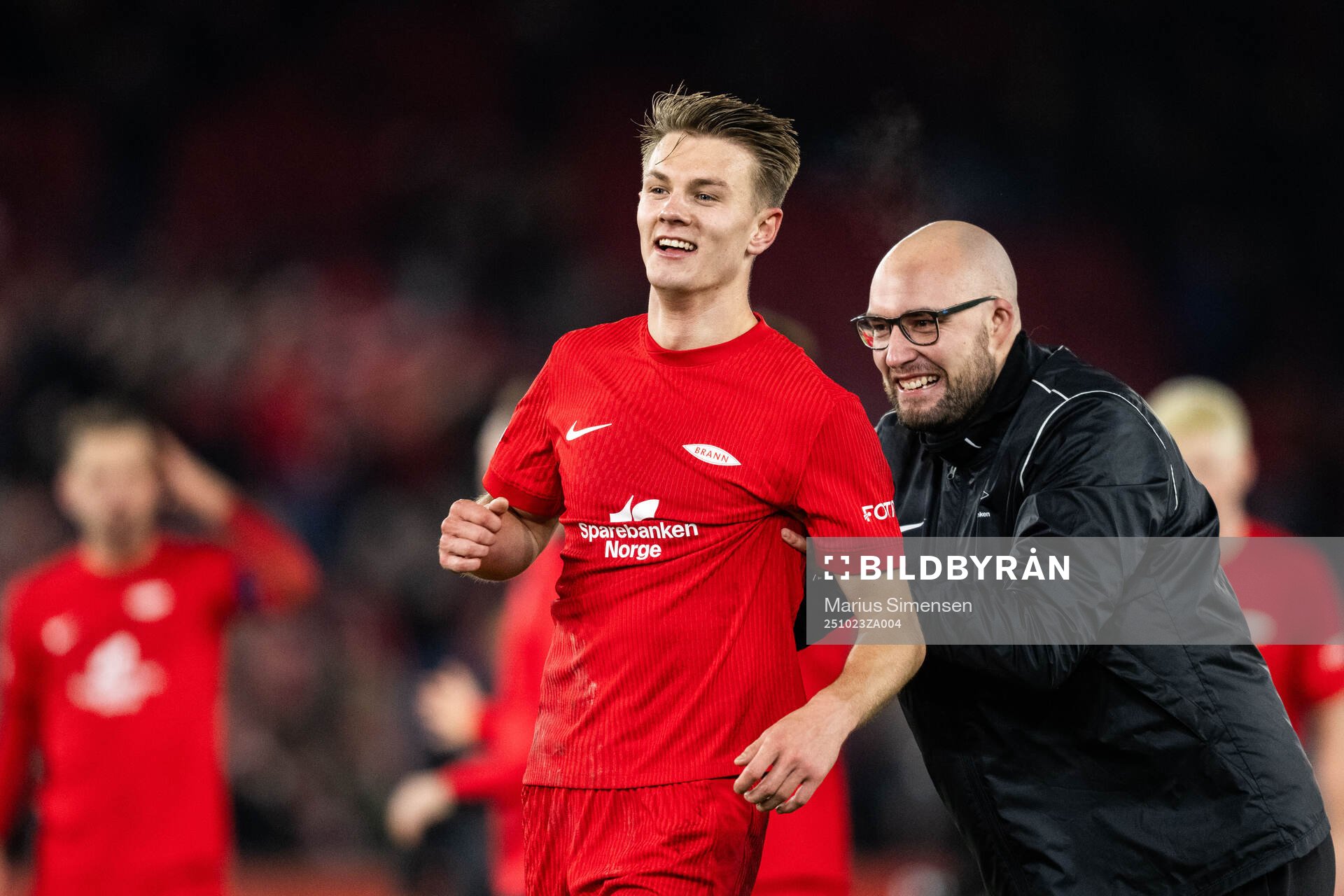 Emil Kornvig and assistant coach Jonathan Hartmann of Brann