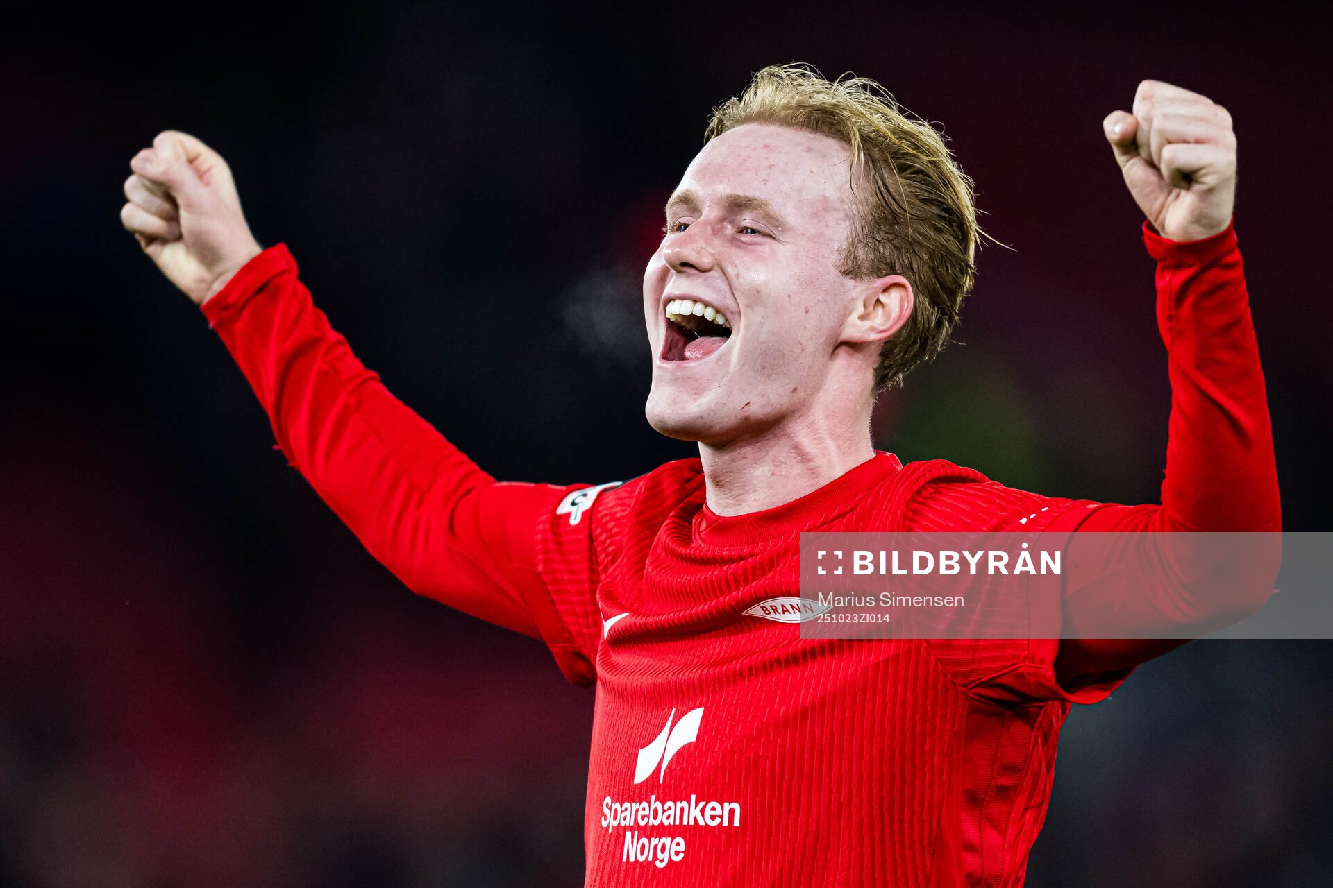 Markus Haaland of Brann celebrates