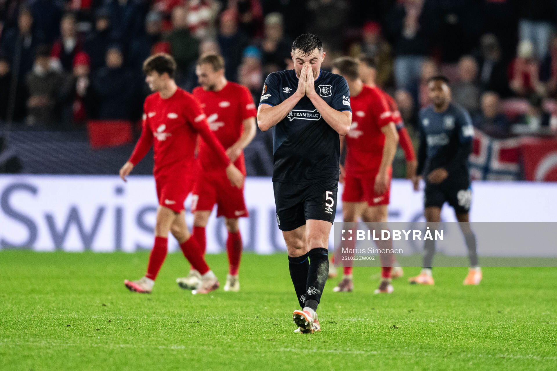 John Souttar of Rangers looks dejected